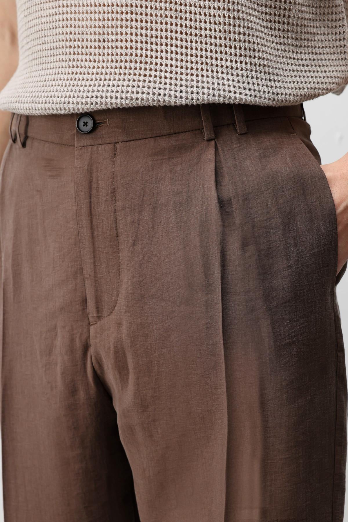 Antioch Kahve Lyocell Relaxed Fit Pileli Erkek Pantolon