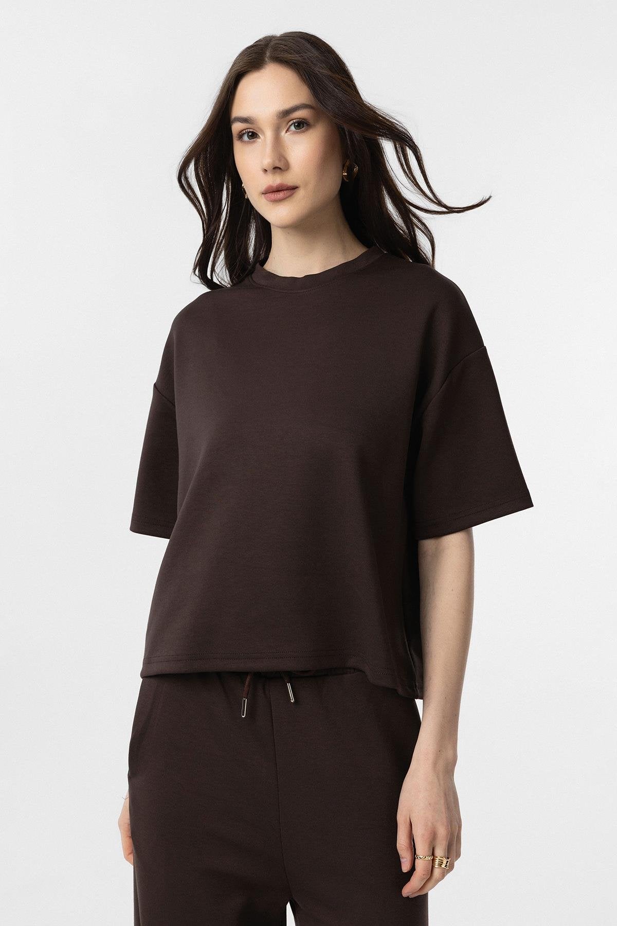 Antioch-Kahve Modal Kadın Eşofman Takım-Alt - Üst Takım-3-Milagron.com