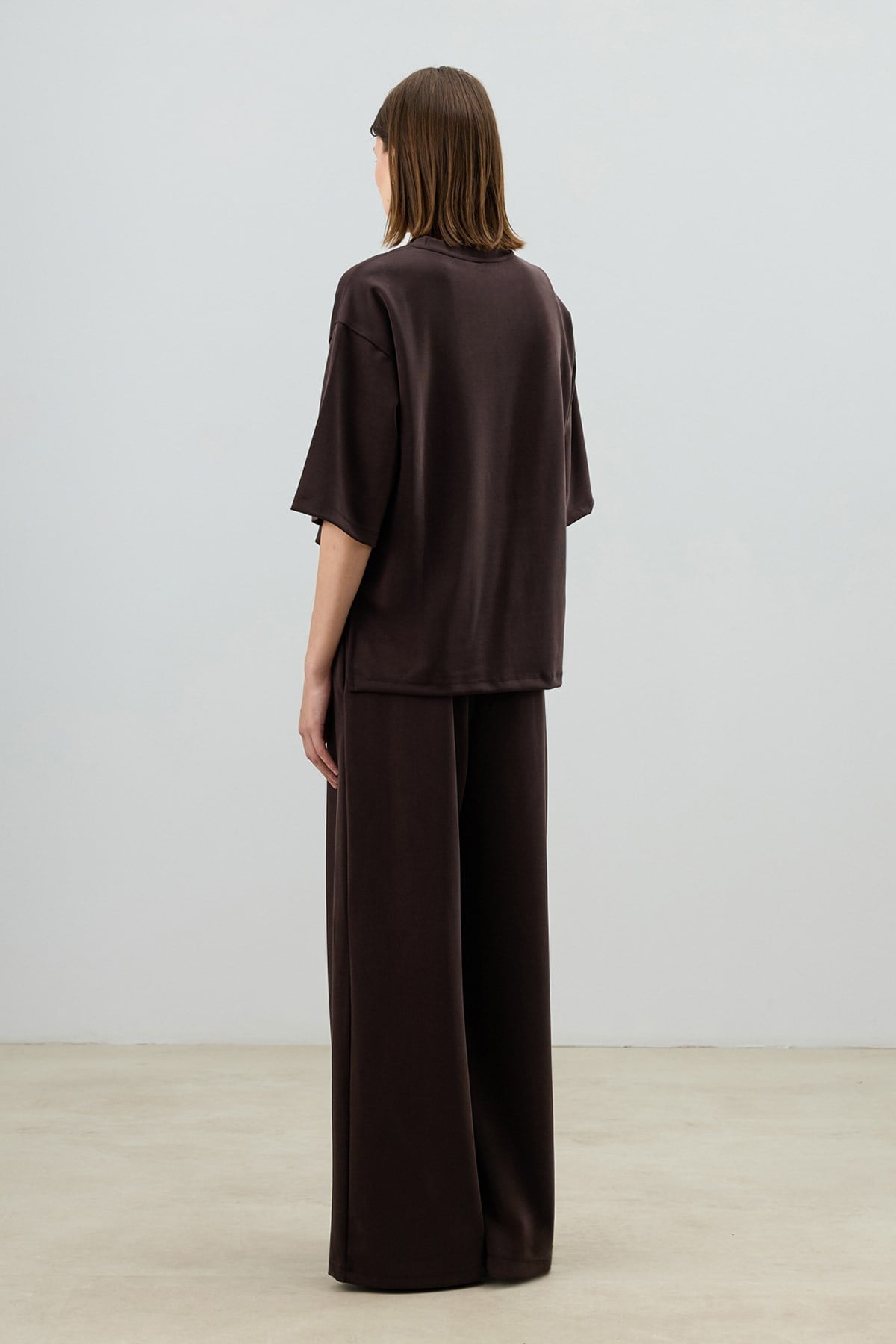 Antioch Kahve Modal Karışımlı T-Shirt Pantolon Kadın Takım