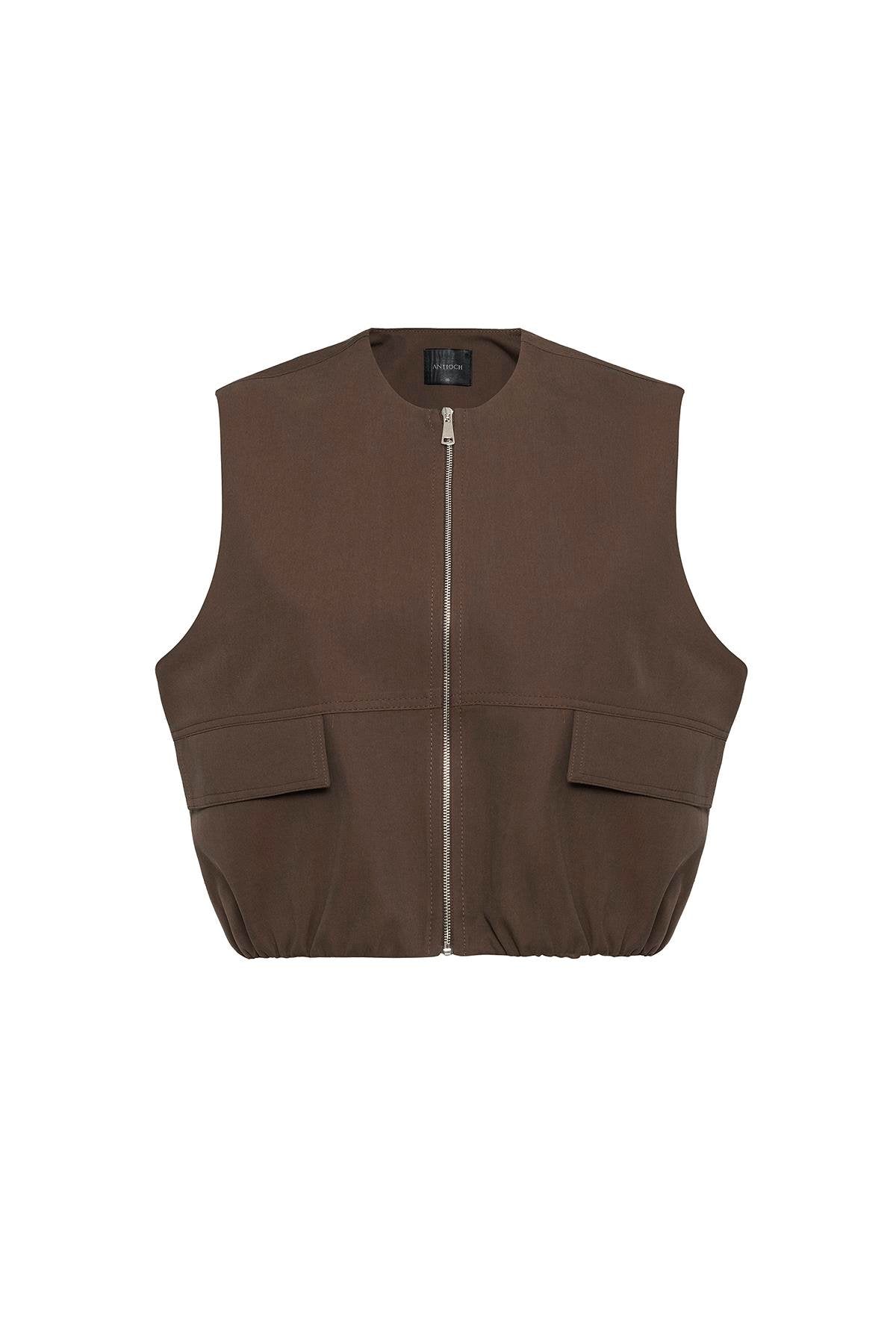 Antioch-Kahve Oversize Kadın Yelek-Yelek-5-Milagron.com