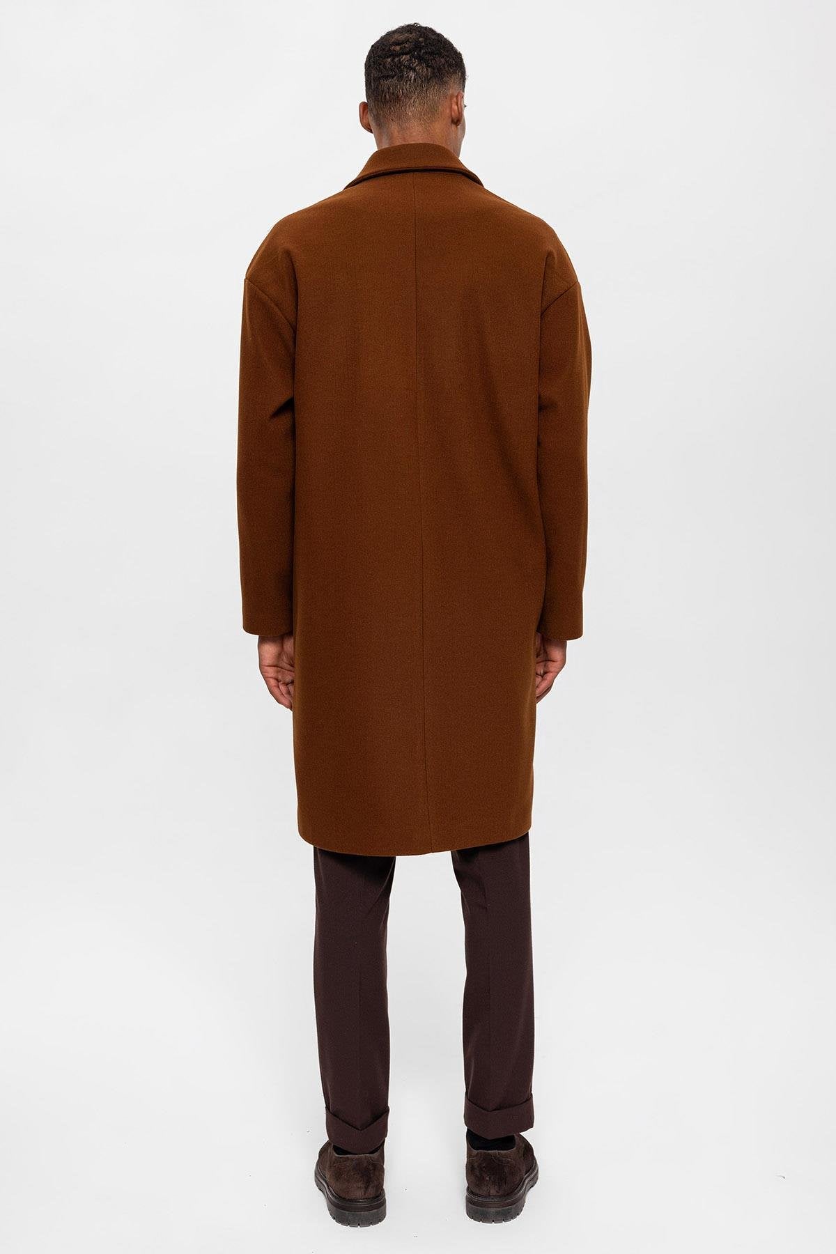 Antioch-Kahve Oversize Kruvaze Erkek Kaban-Kaban-7-Milagron.com