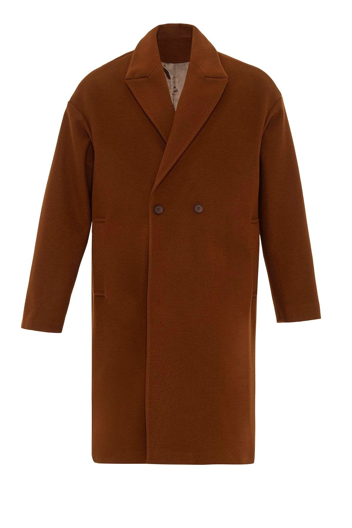 Antioch-Kahve Oversize Kruvaze Erkek Kaban-Kaban-8-Milagron.com