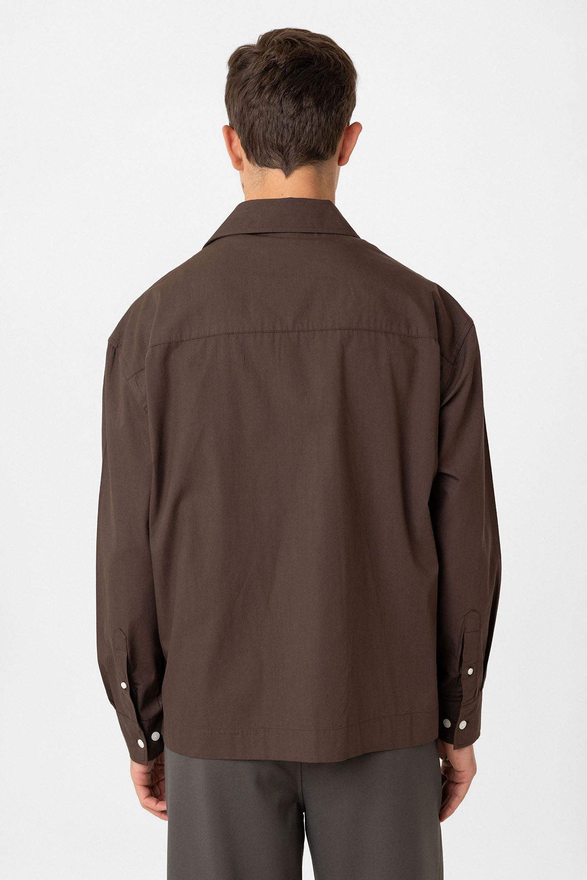 Antioch-Kahve Pamuklu Relaxed Erkek Gömlek-Gömlek-5-Milagron.com