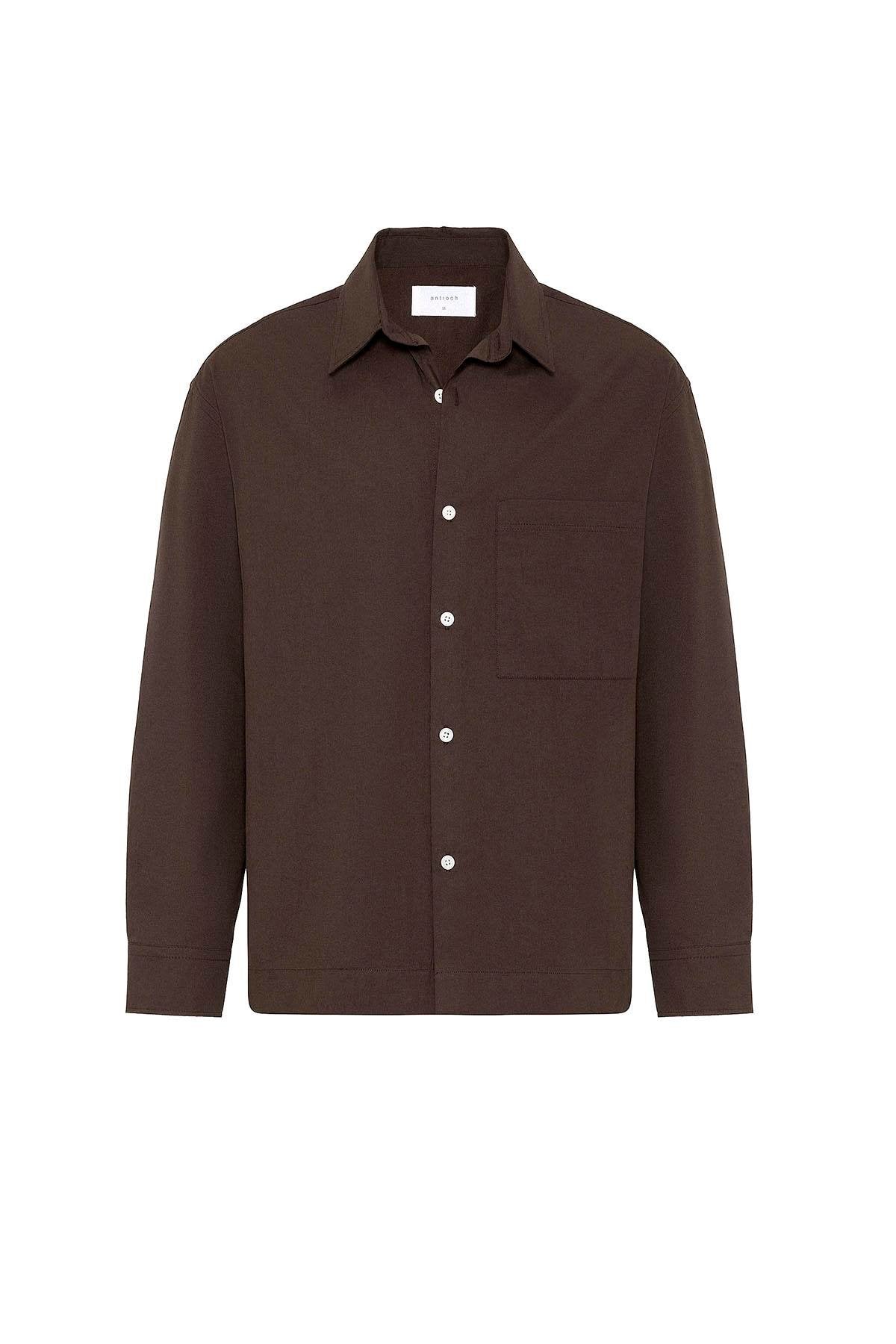 Antioch-Kahve Pamuklu Relaxed Erkek Gömlek-Gömlek-6-Milagron.com