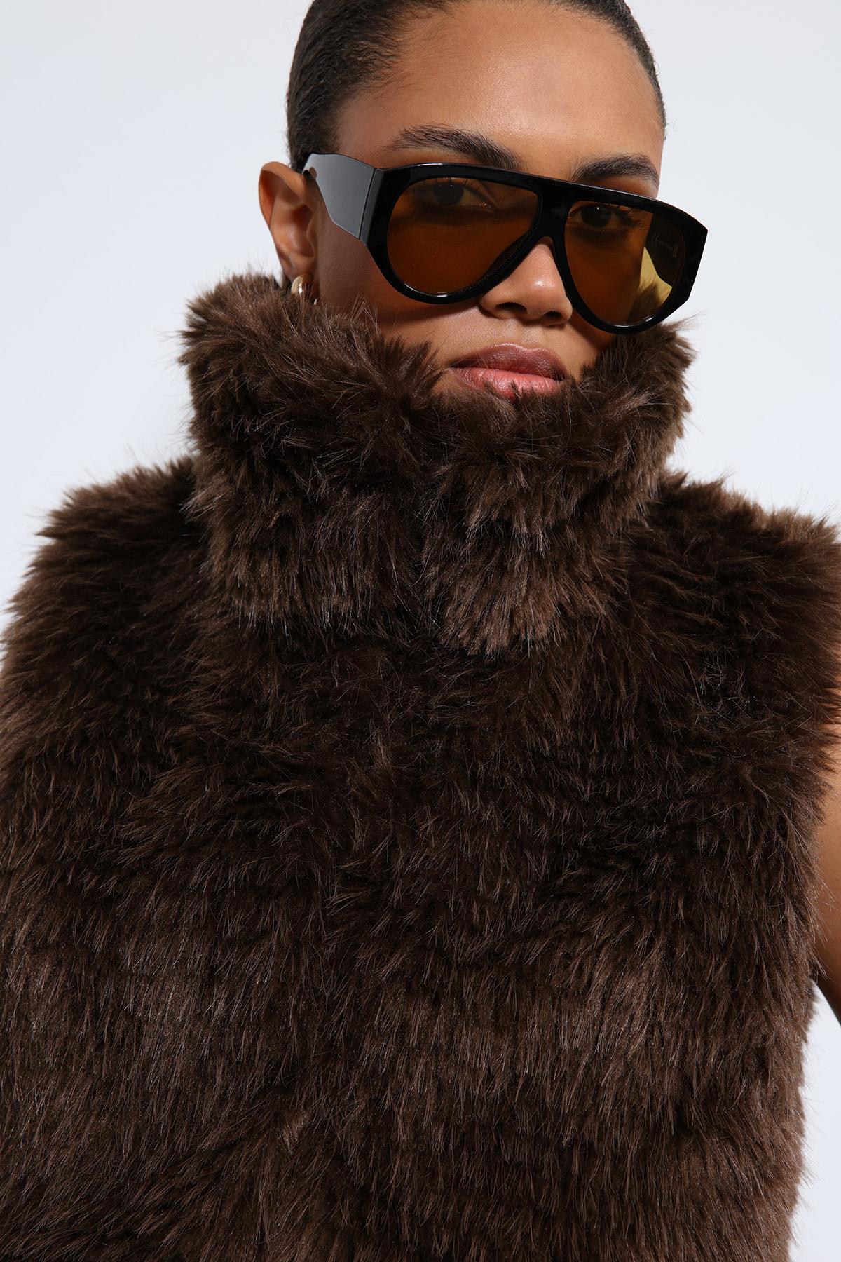 Antioch-Kahve Peluş Görünümlü Yelek-Yelek-3-Milagron.com