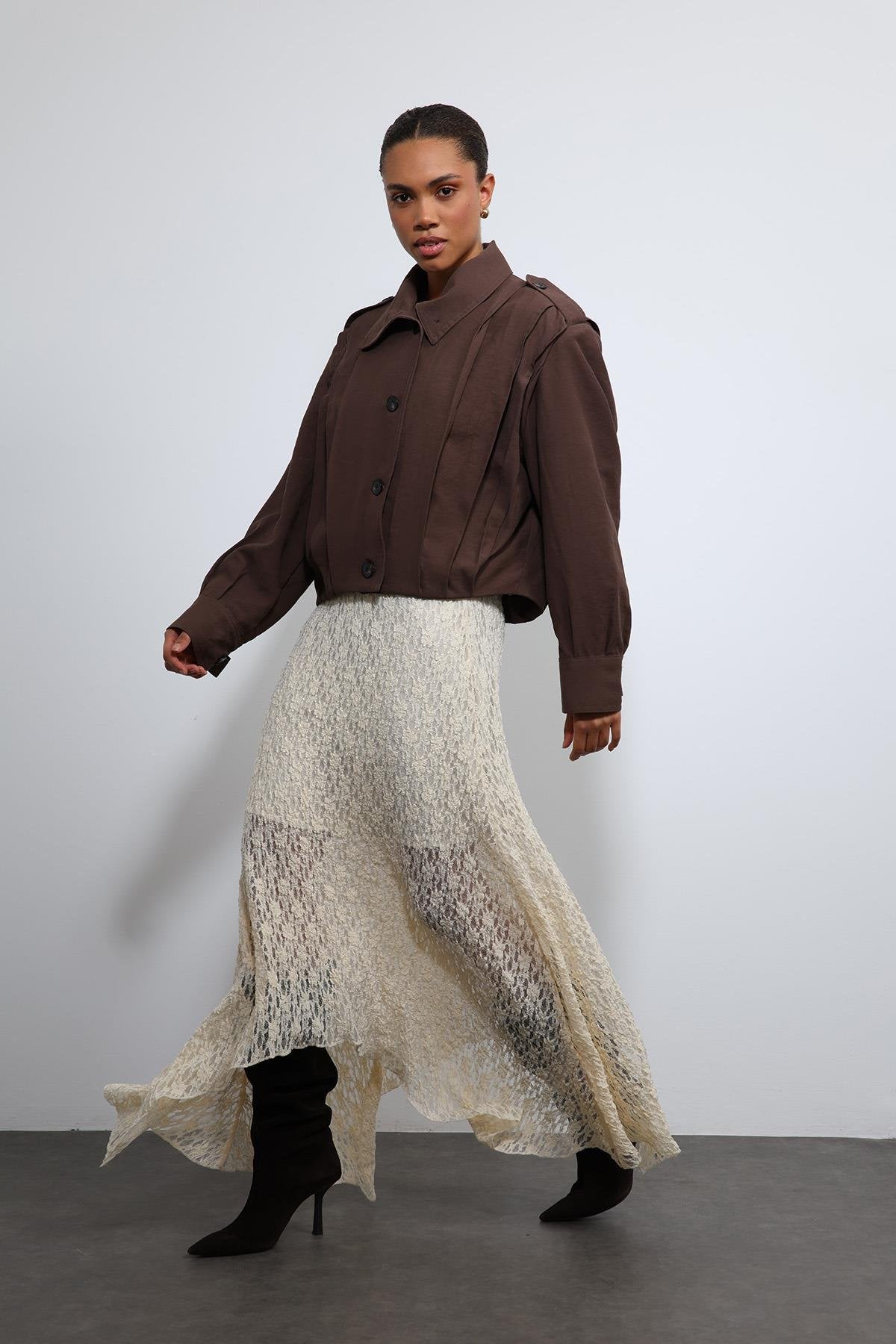 Antioch-Kahve Pile Detaylı Dik Yaka Mont-Mont-2-Milagron.com