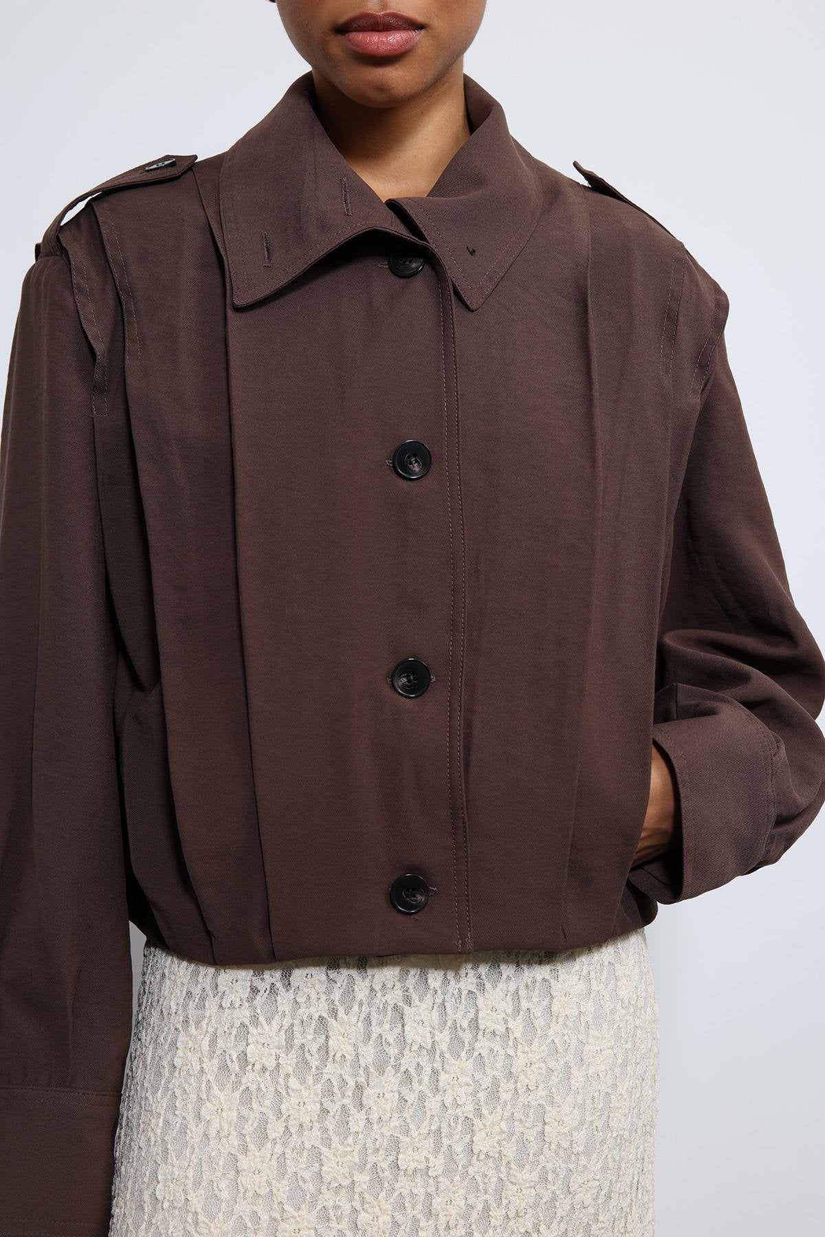 Antioch-Kahve Pile Detaylı Dik Yaka Mont-Mont-6-Milagron.com