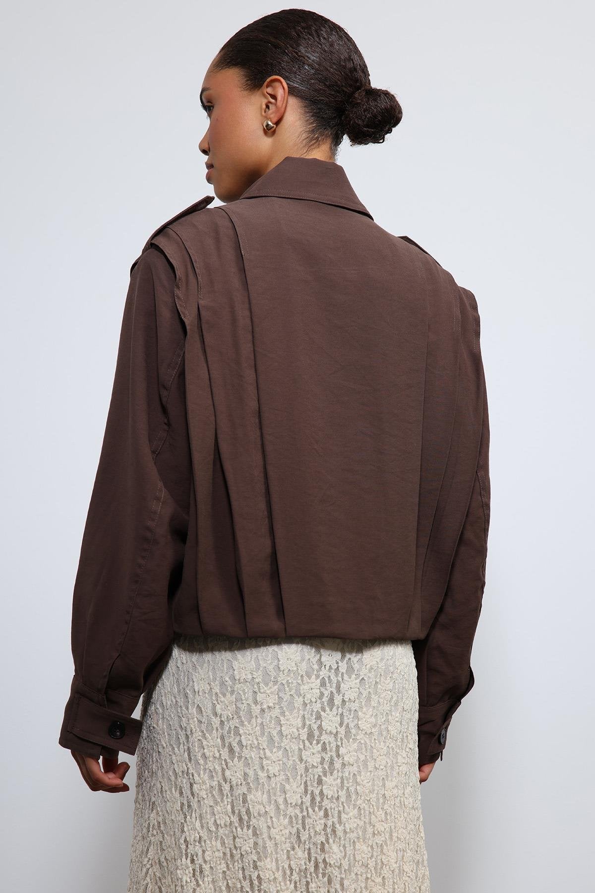 Antioch-Kahve Pile Detaylı Dik Yaka Mont-Mont-7-Milagron.com