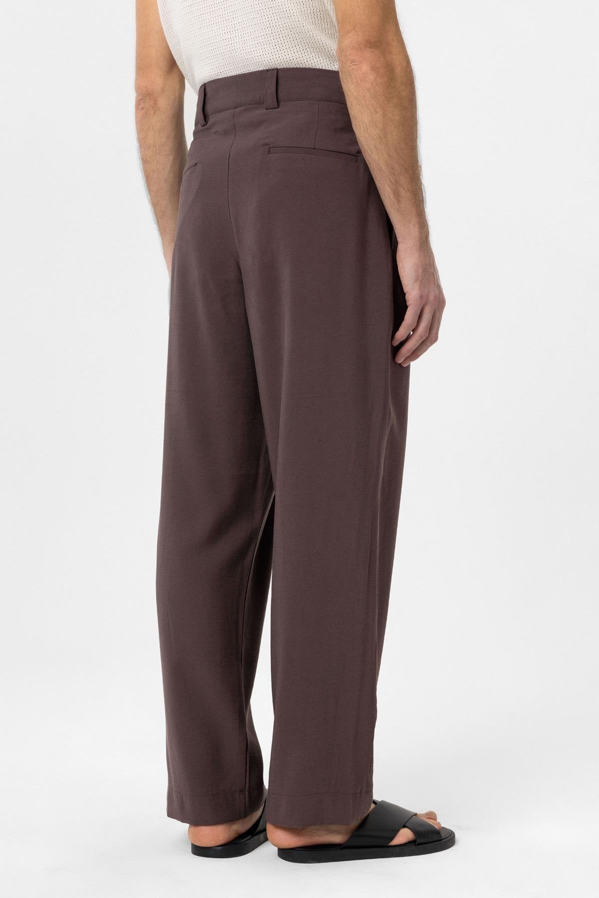 Antioch-Kahve Pileli Baggy Fit Erkek Pantolon-Kumaş Pantolon-8-Milagron.com