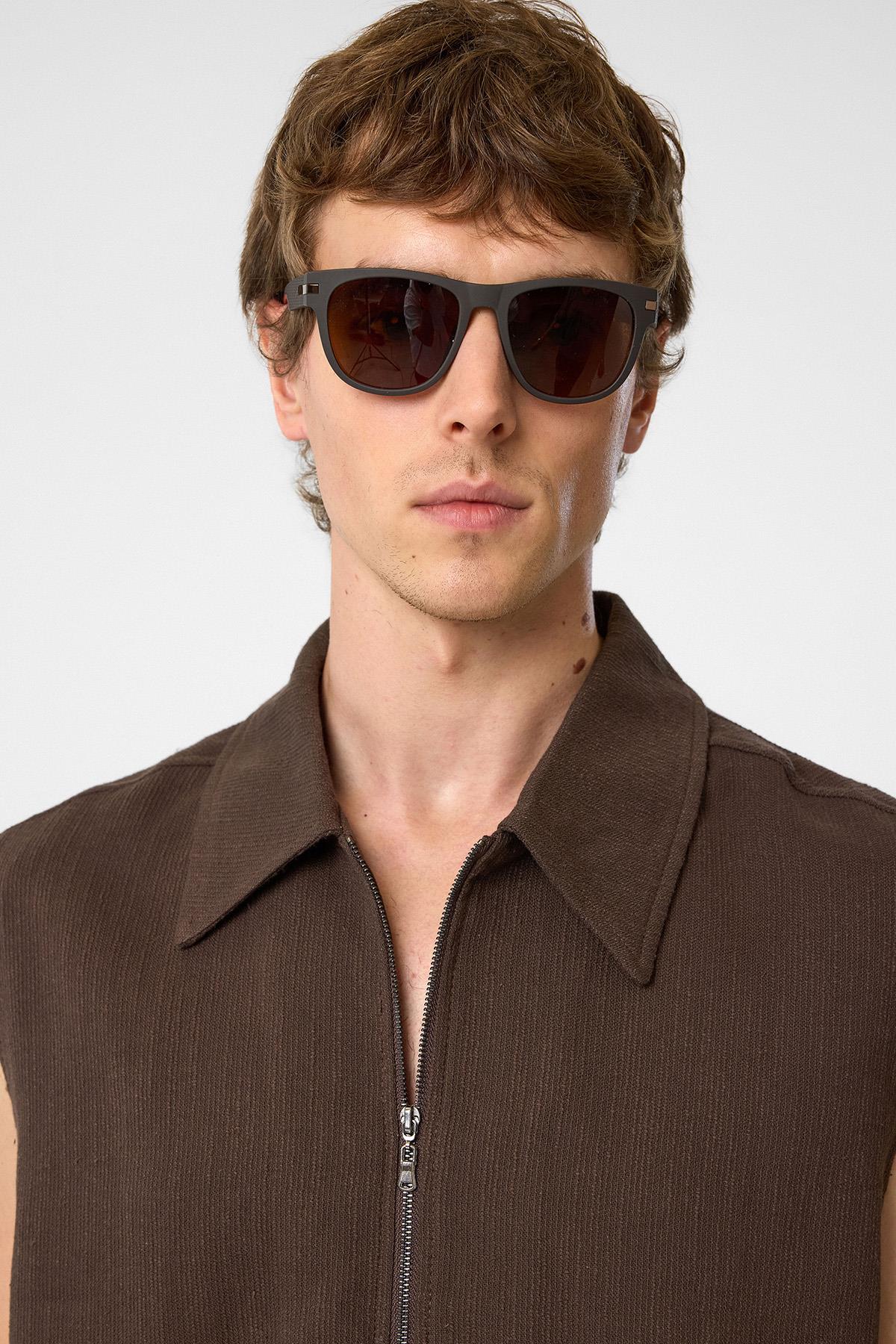 Antioch-Kahve Polo Yaka Dokulu Erkek Yelek-Yelek-5-Milagron.com