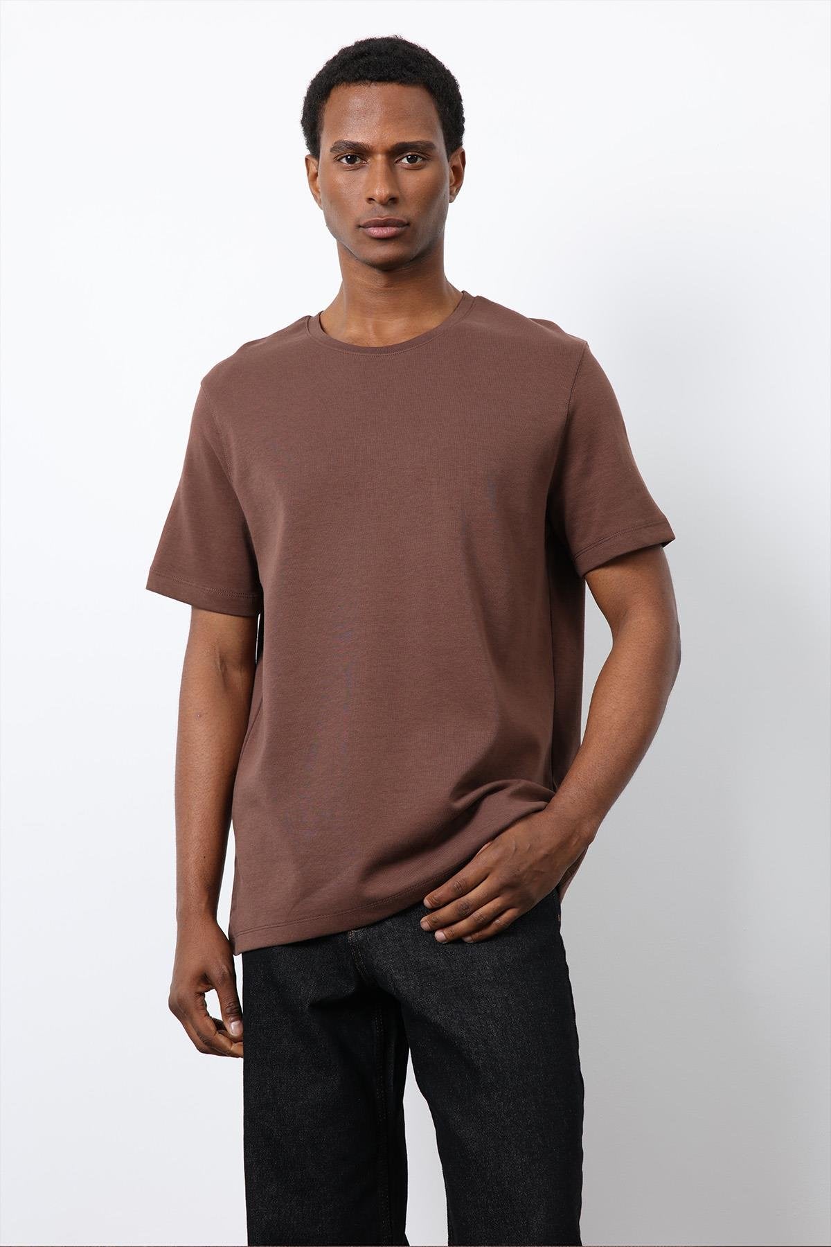 Antioch-Kahve Regular Fit Basic Erkek T Shirt-T-Shirt-2-Milagron.com