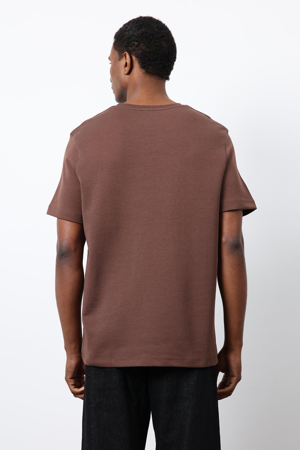 Antioch-Kahve Regular Fit Basic Erkek T Shirt-T-Shirt-6-Milagron.com