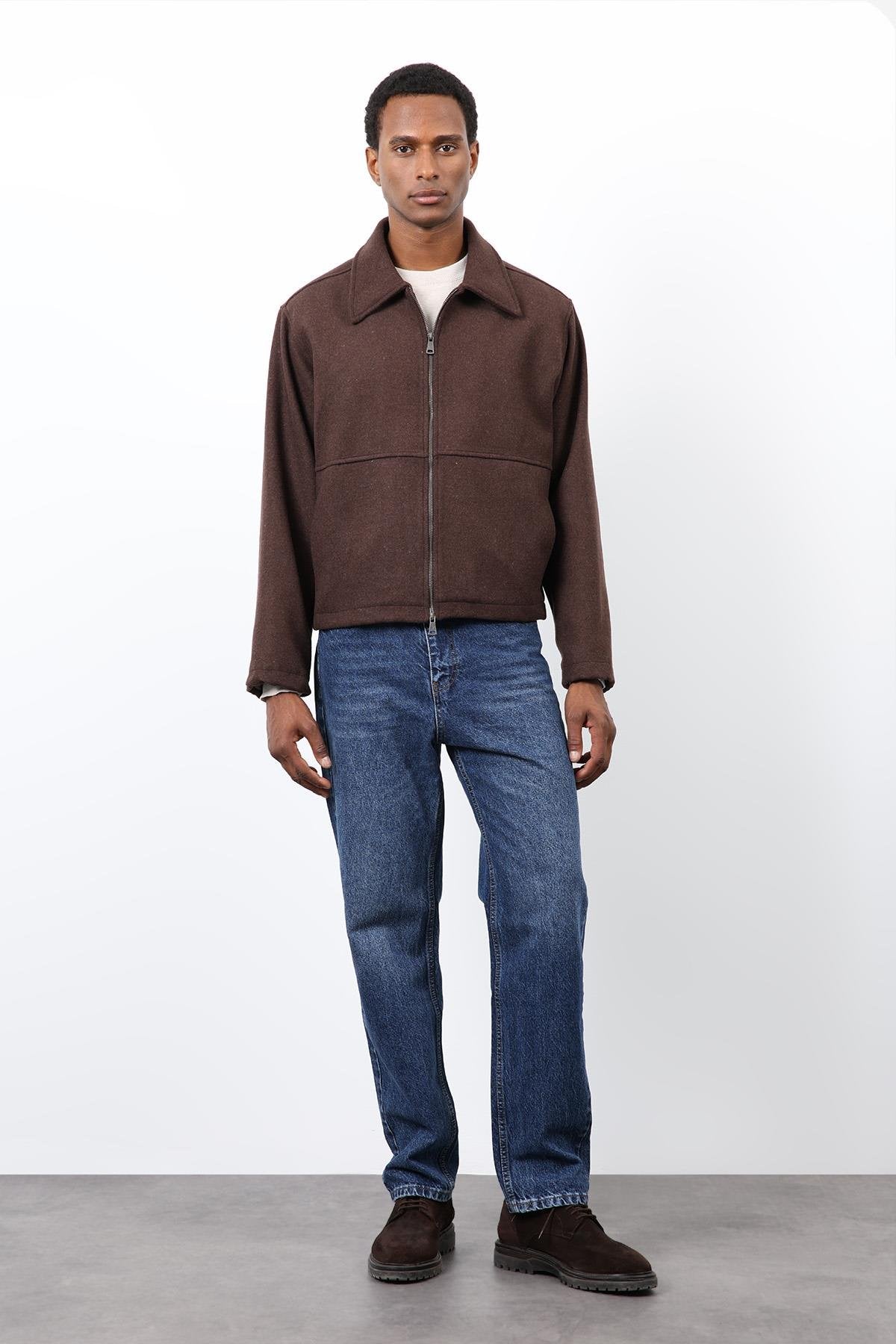 Antioch-Kahve Regular Fit Dokulu Erkek Mont-Mont-4-Milagron.com