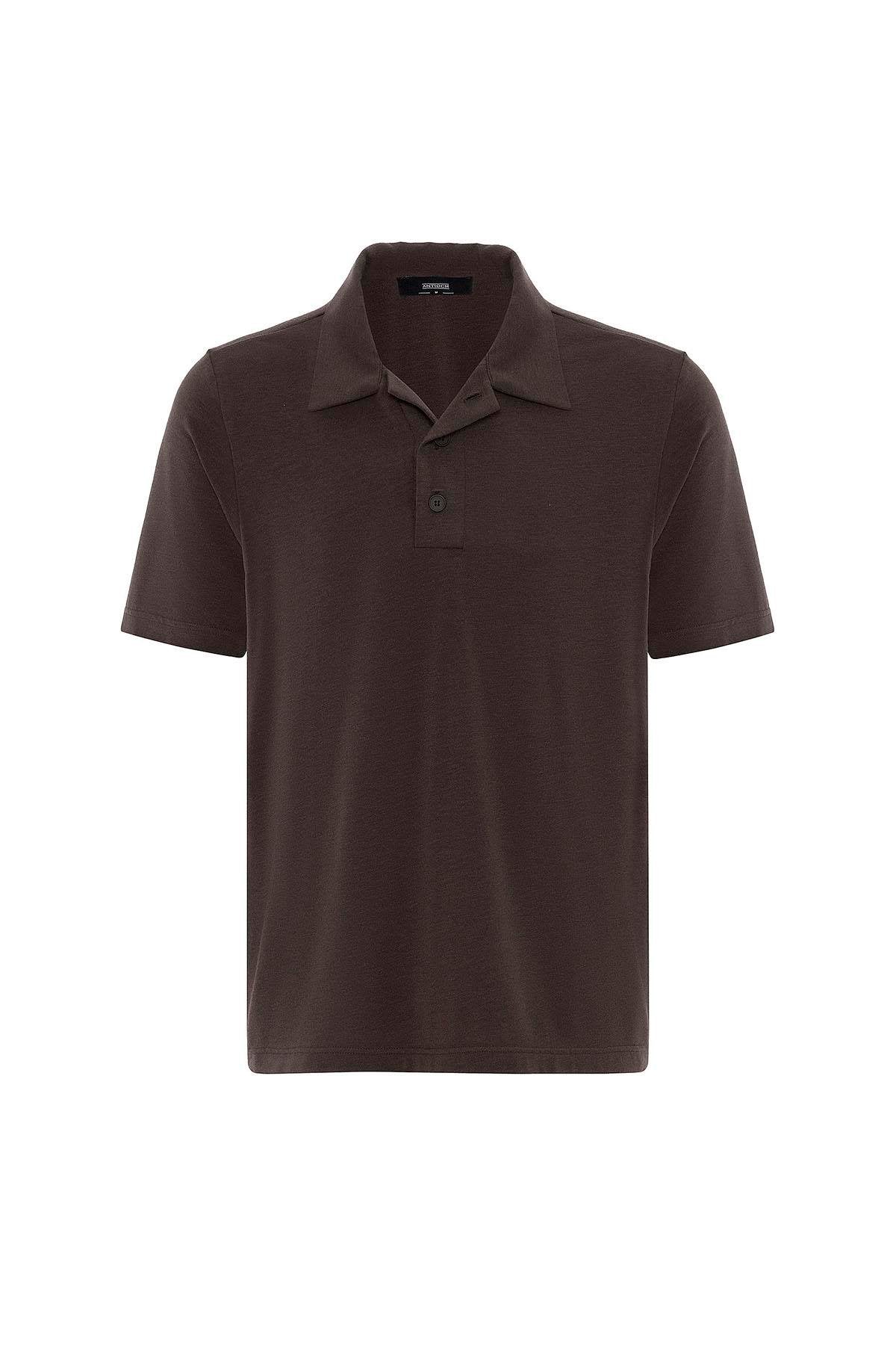 Antioch-Kahve Regular Fit Polo Yaka Erkek T Shirt-T-Shirts-6-Milagron.com