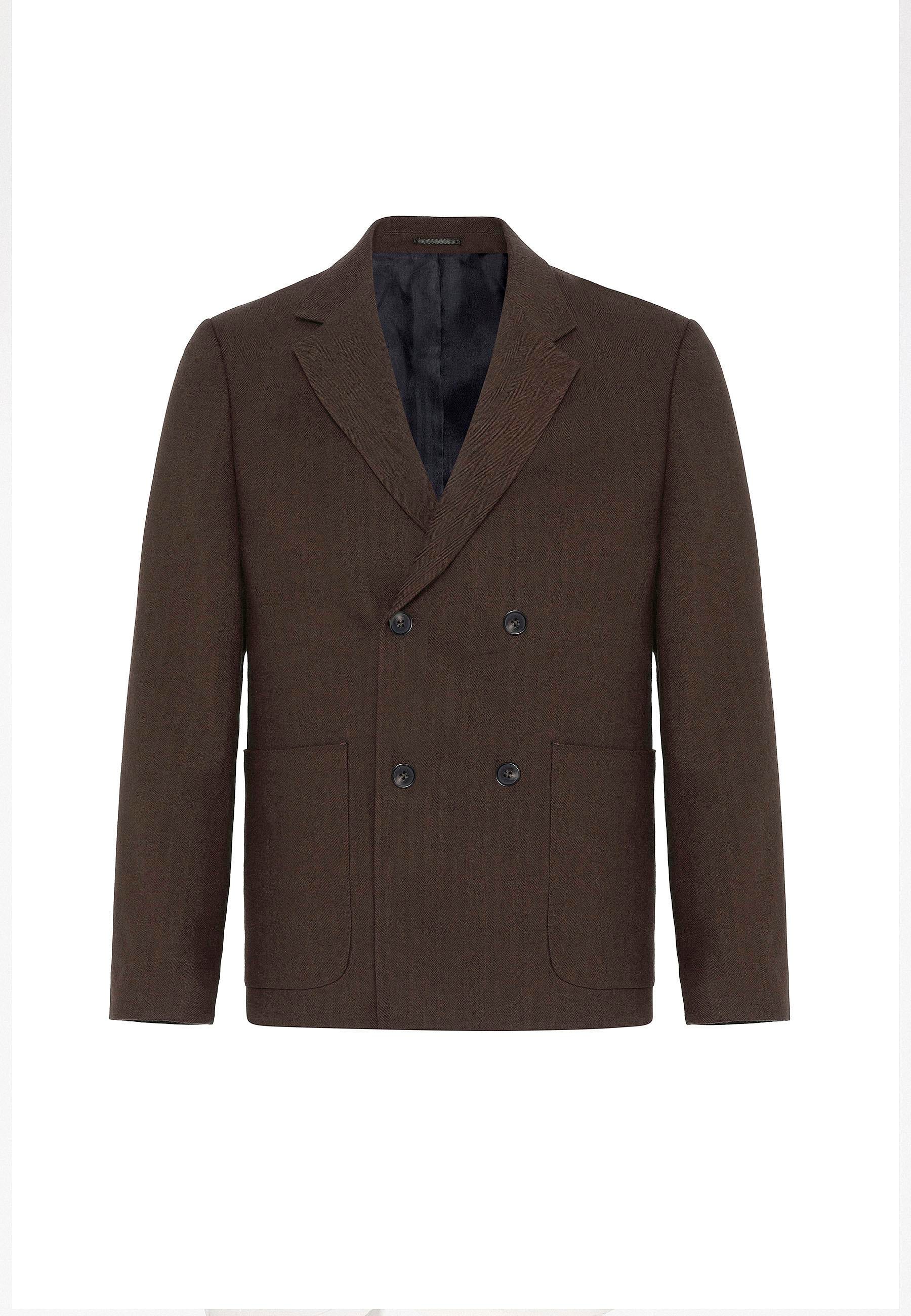 Antioch Kahve Relax Fit Keten Karışımlı Erkek Blazer Ceket