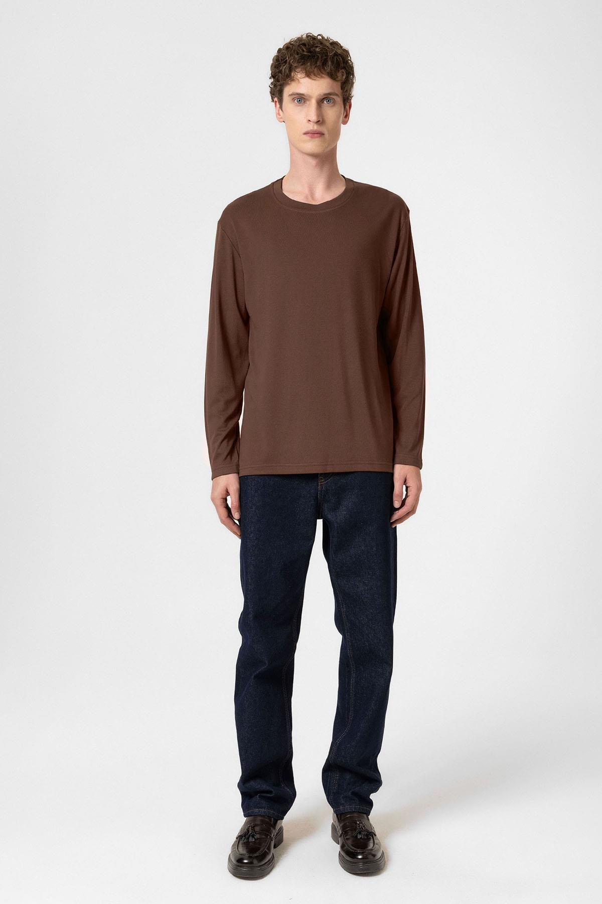 Antioch-Kahve Relaxed Fit Basic Erkek T Shirt-T-Shirts-2-Milagron.com