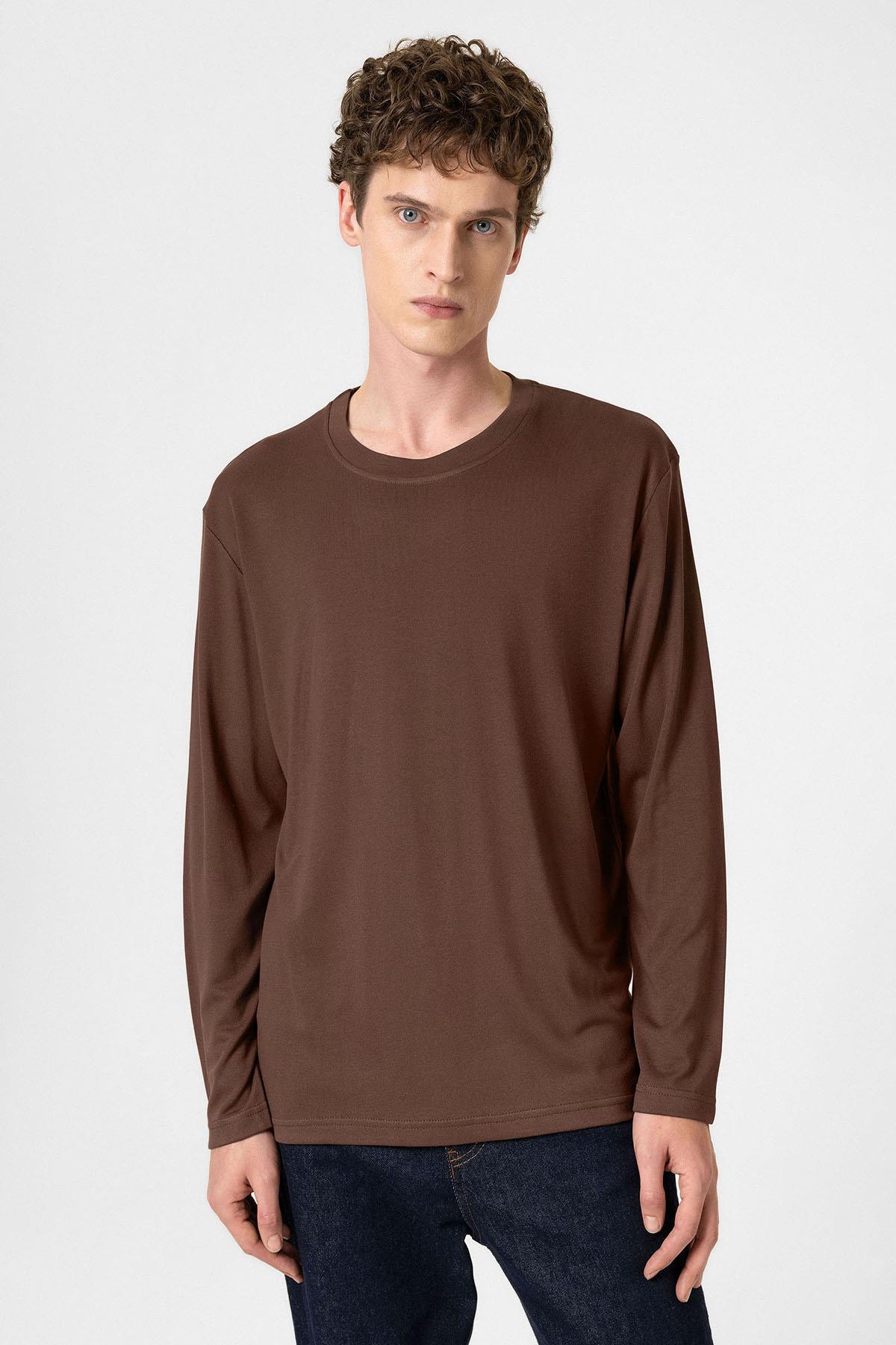 Antioch-Kahve Relaxed Fit Basic Erkek T Shirt-T-Shirts-3-Milagron.com