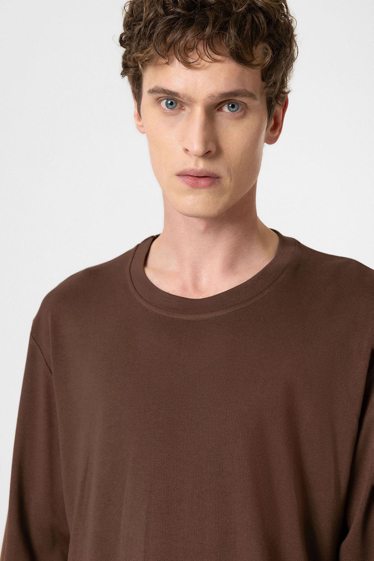 Antioch-Kahve Relaxed Fit Basic Erkek T Shirt-T-Shirts-4-Milagron.com