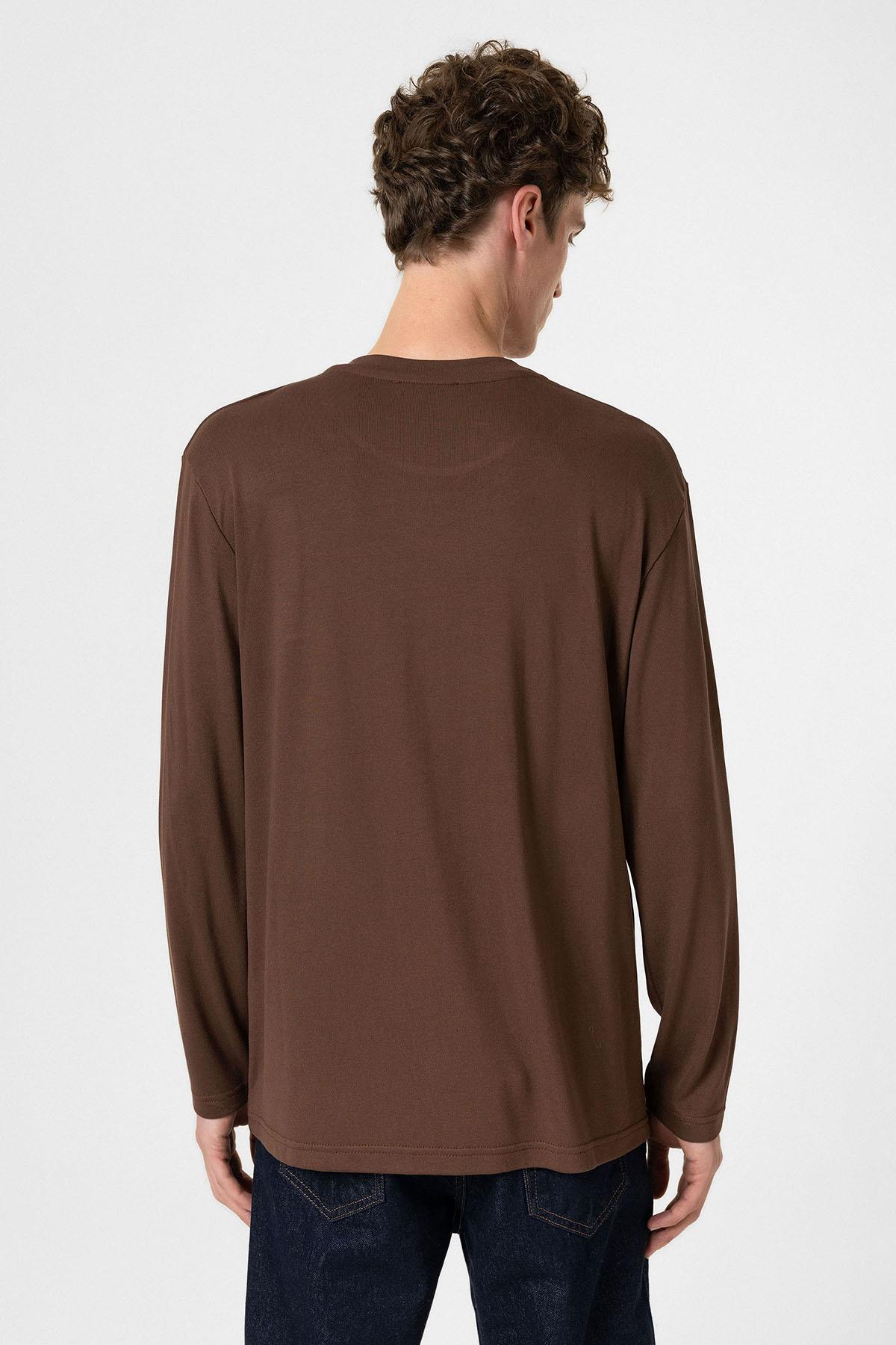 Antioch-Kahve Relaxed Fit Basic Erkek T Shirt-T-Shirts-5-Milagron.com