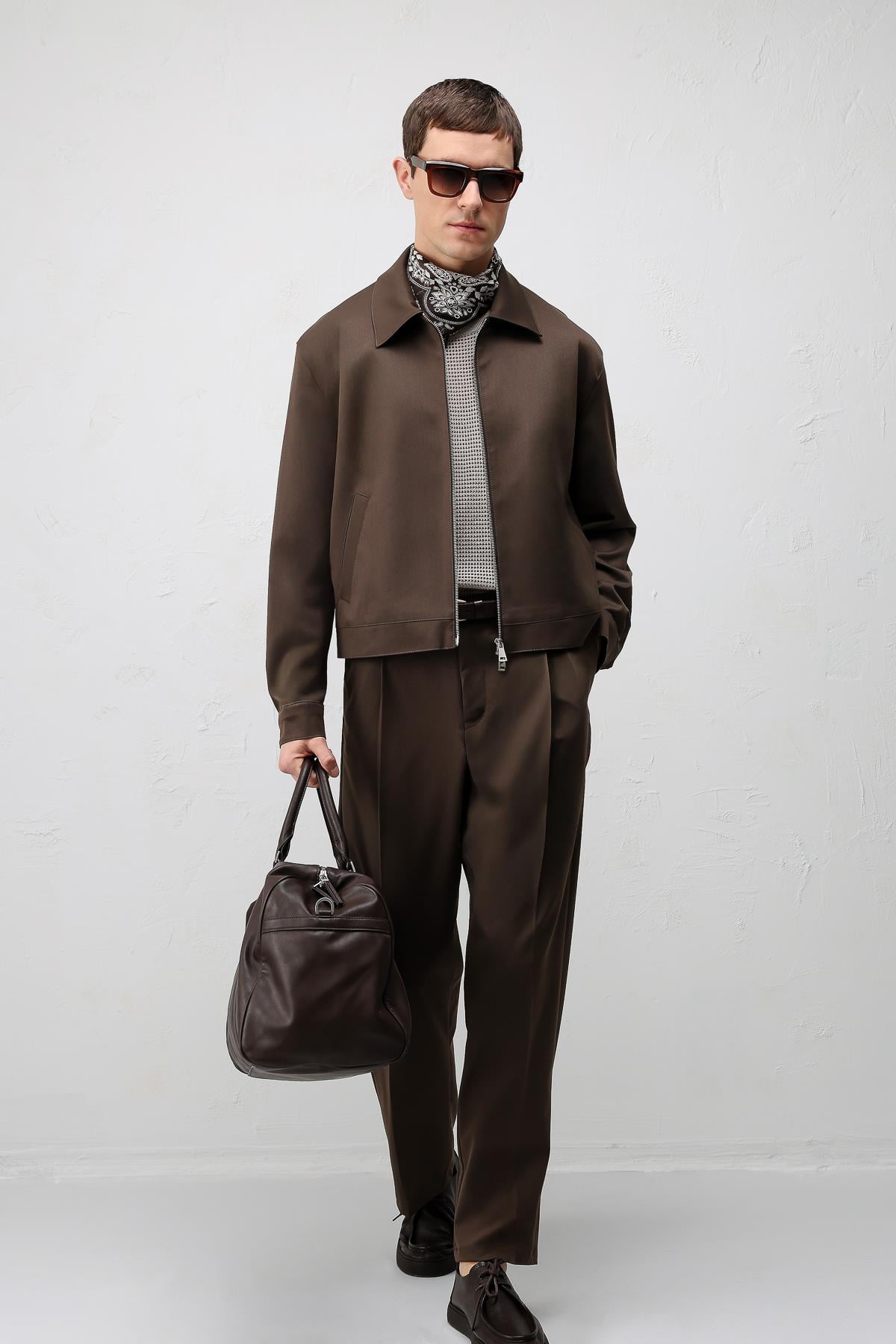 Antioch Kahve Relaxed Fit Fermuarlı Erkek Mont