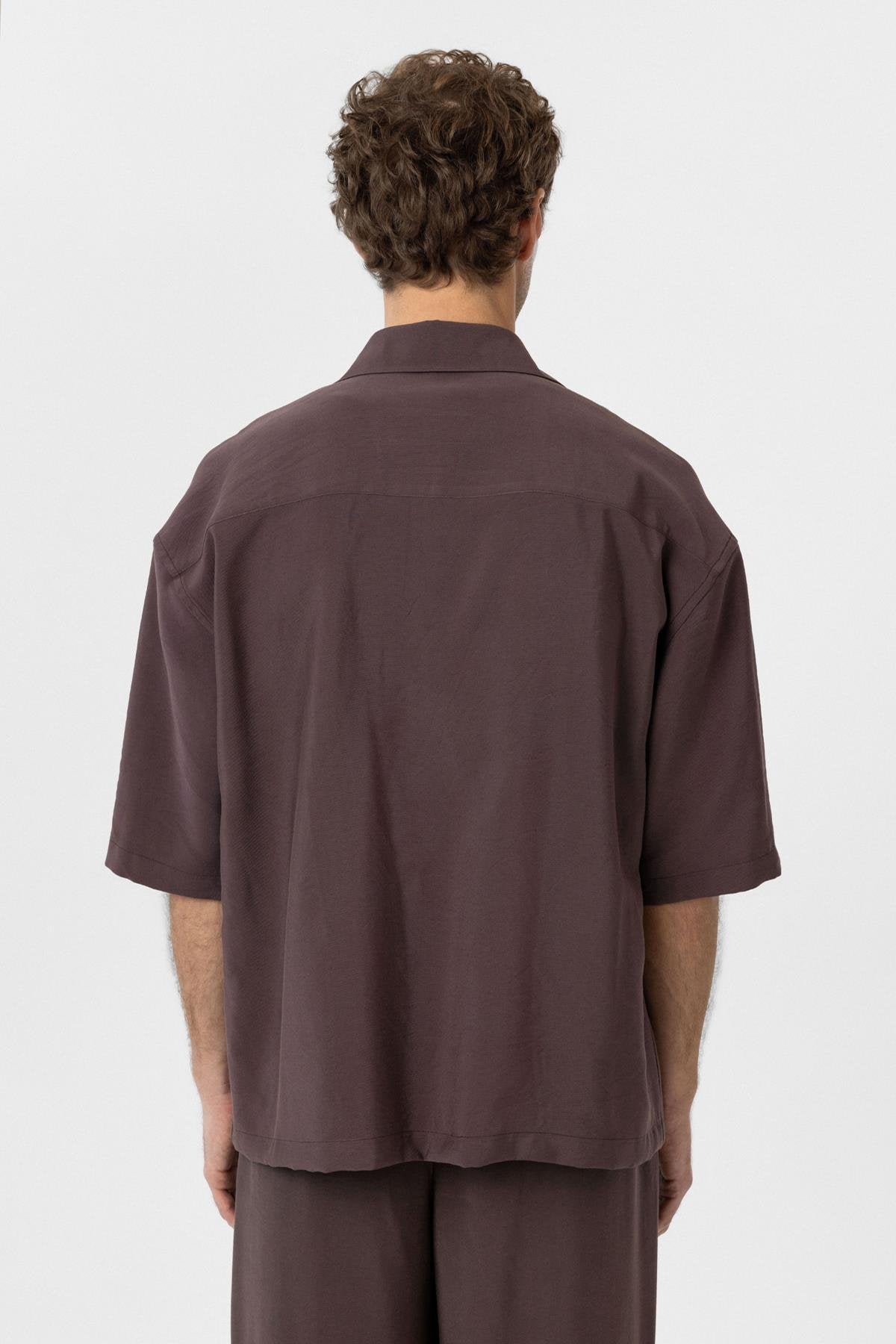 Antioch-Kahve Relaxed Kısa Kollu Erkek Gömlek-Gömlek-5-Milagron.com