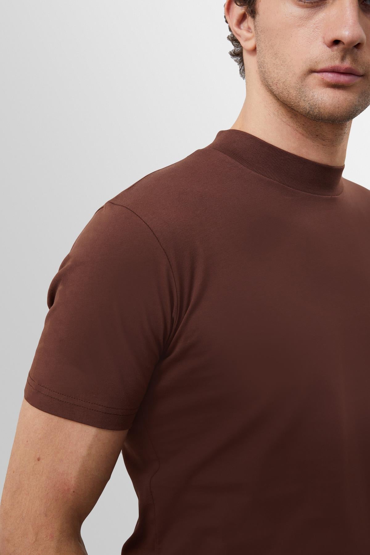 Antioch-Kahve Slim Fit Basic T Shirt-T-Shirts-6-Milagron.com