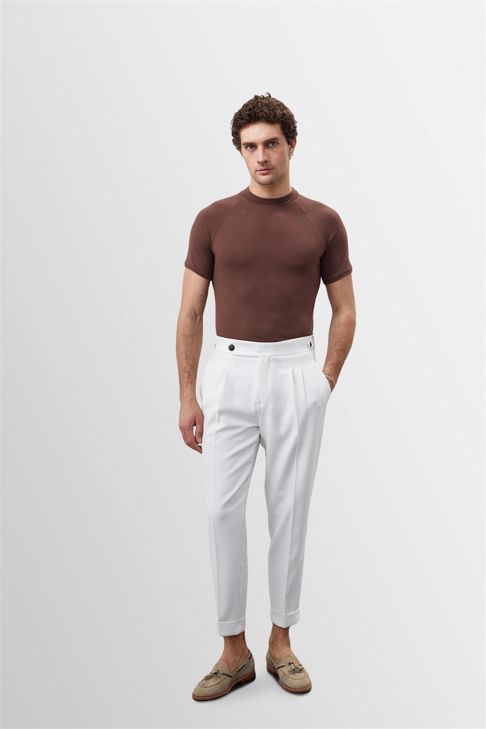 Antioch-Kahve Slim Fit Bisiklet Yaka Erkek T Shirt-T-Shirts-2-Milagron.com