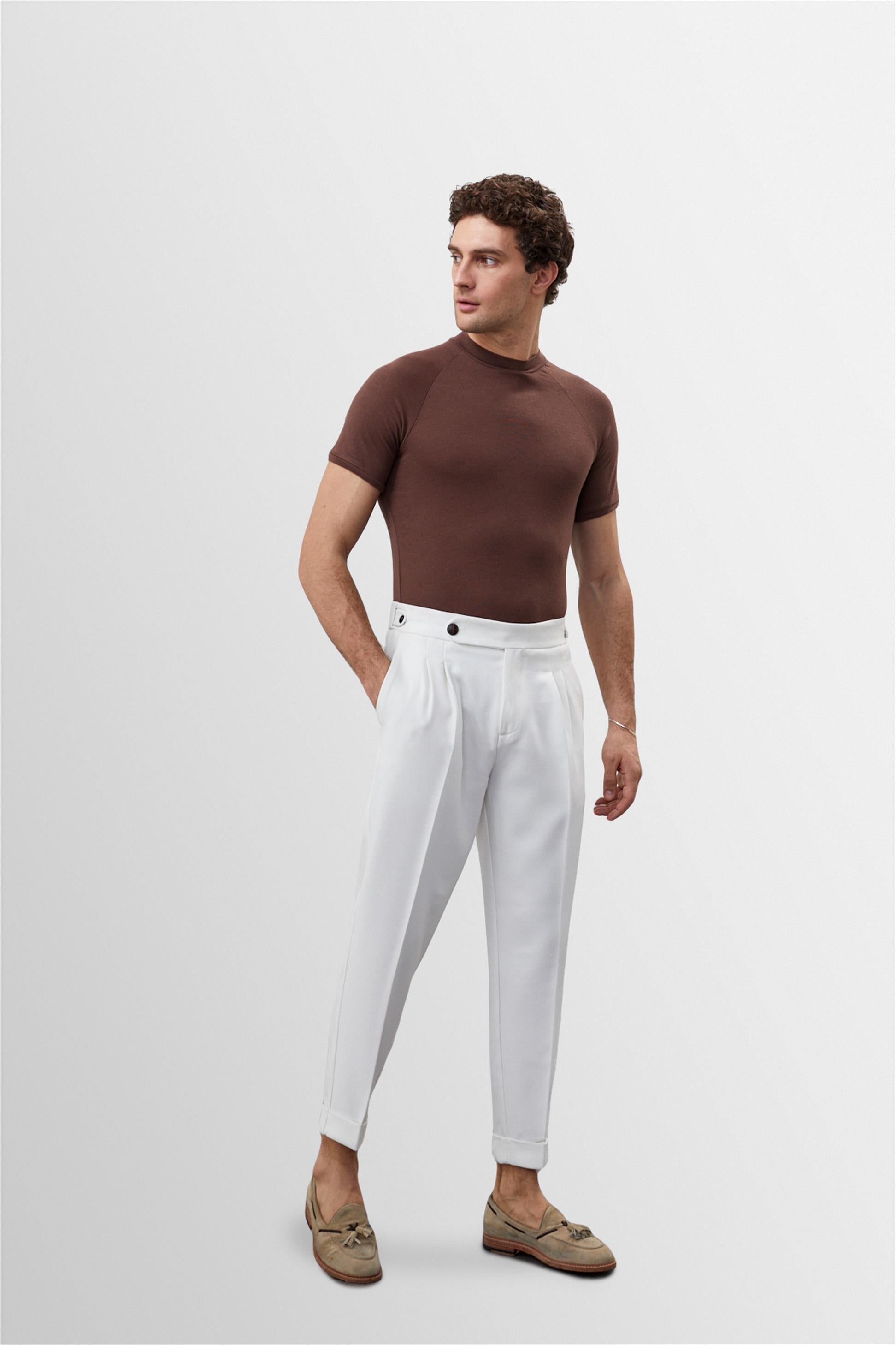 Antioch-Kahve Slim Fit Bisiklet Yaka Erkek T Shirt-T-Shirts-4-Milagron.com