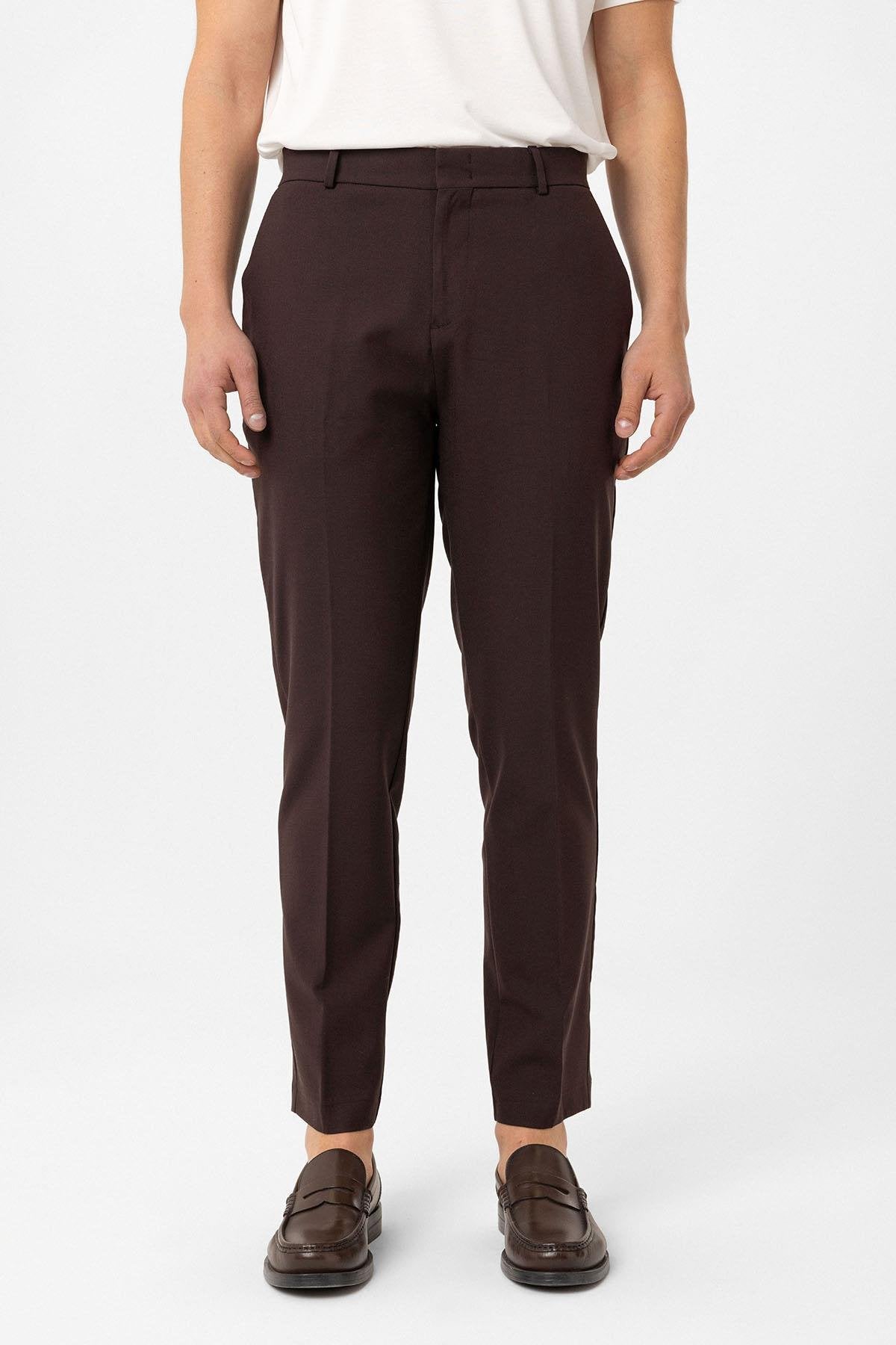 Antioch-Kahve Slim Fit Comfort Erkek Pantolon-Kumaş Pantolon-1-Milagron.com