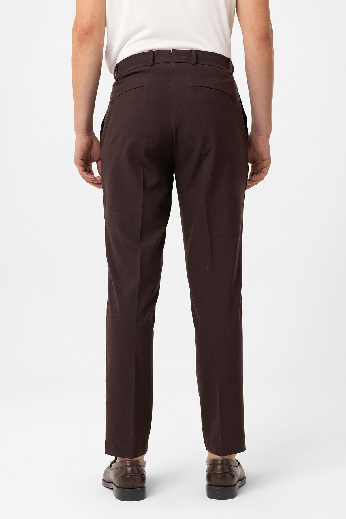 Antioch-Kahve Slim Fit Comfort Erkek Pantolon-Kumaş Pantolon-5-Milagron.com