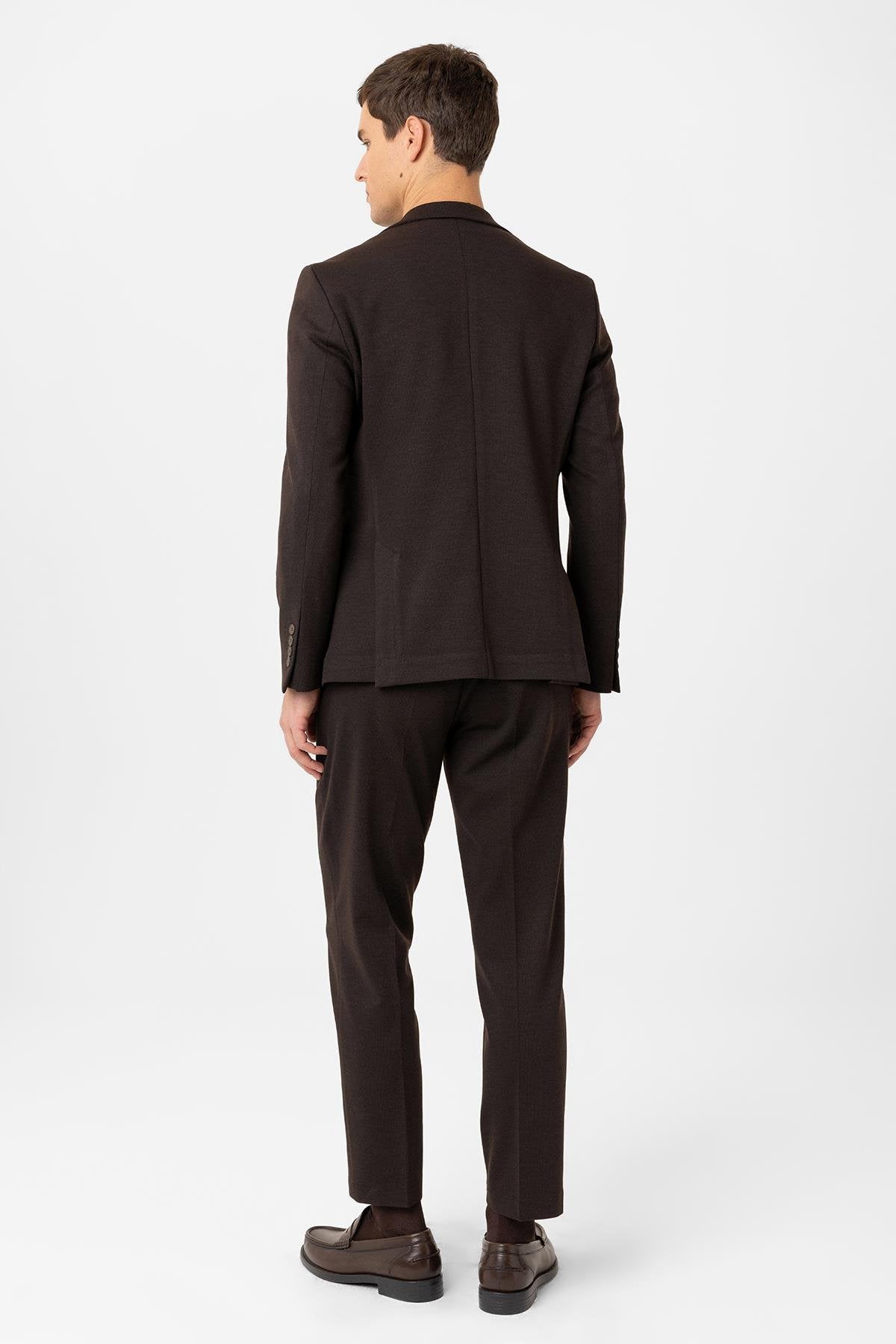 Antioch-Kahve Slim Fit Comfort Erkek Takım-Takım Elbise-7-Milagron.com