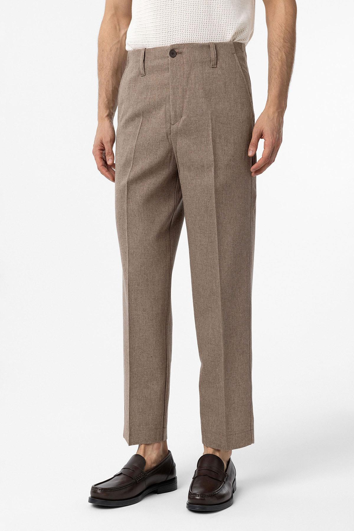 Antioch-Kahve Straight Fit Erkek Pantolon-Kumaş Pantolon-1-Milagron.com