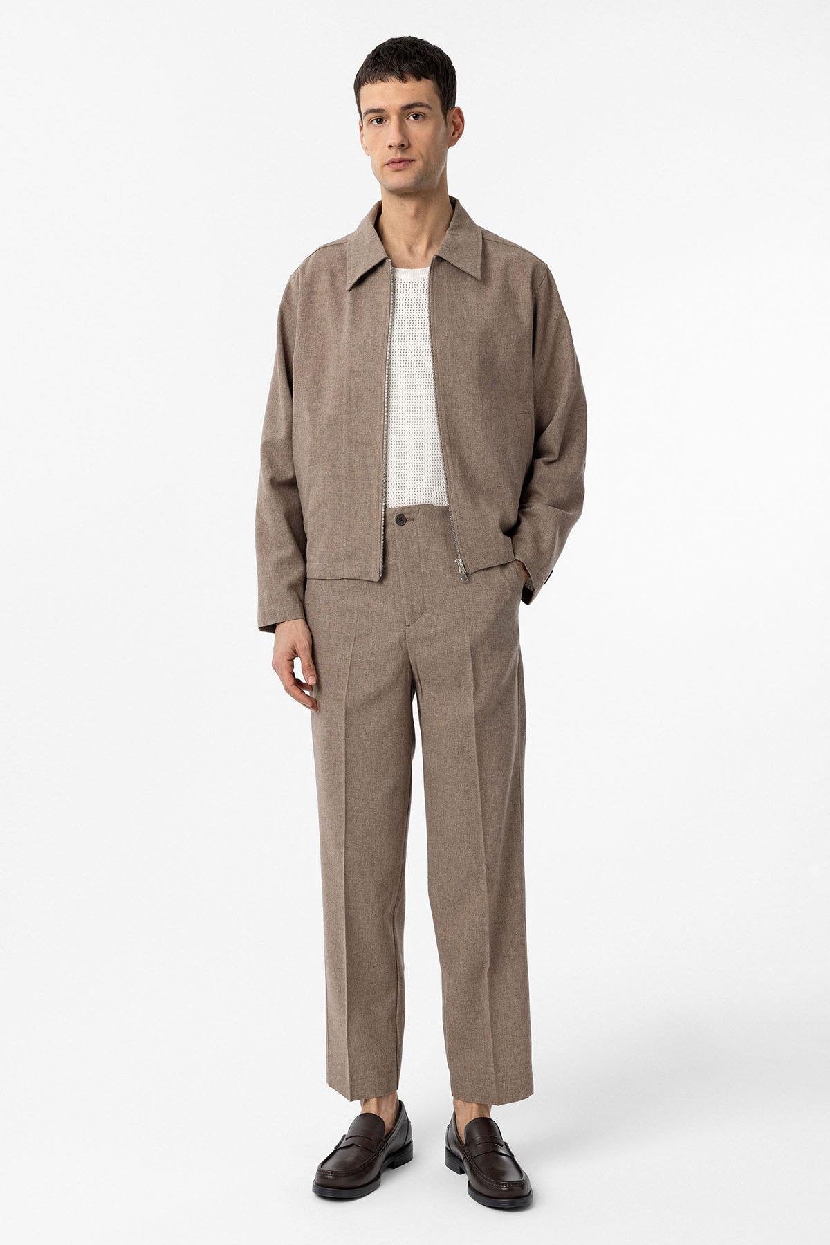 Antioch-Kahve Straight Fit Erkek Pantolon-Kumaş Pantolon-2-Milagron.com