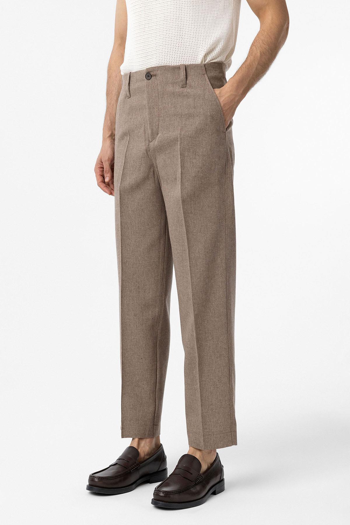 Antioch-Kahve Straight Fit Erkek Pantolon-Kumaş Pantolon-3-Milagron.com