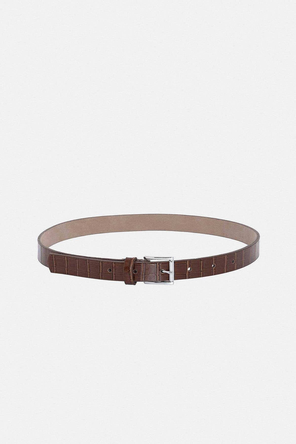 Antioch-Kahve Timsah Derisi Görünüm Kadın Kemer-Kemer-1-Milagron.com