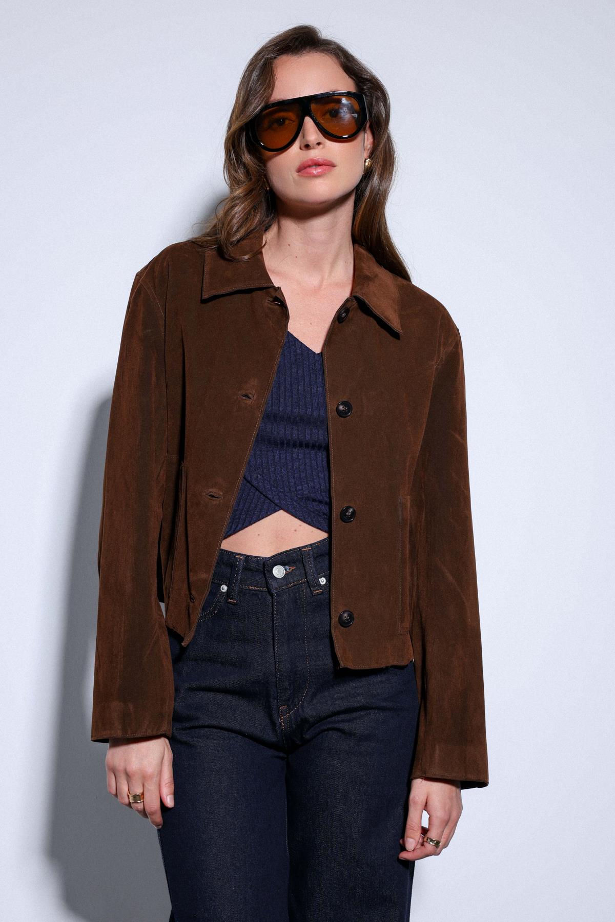 Antioch-Antioch Kahve Torba Cepli Süet Kadın Ceket-Ceket-5-Milagron.com