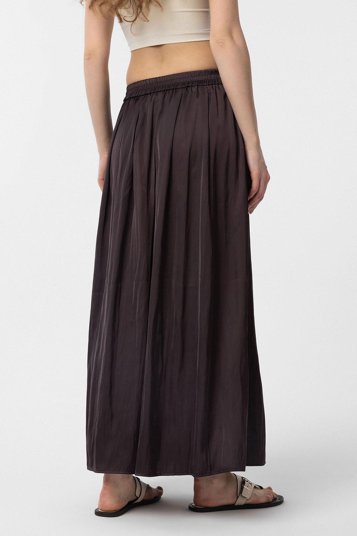 Antioch-Kahve Uzun Dökümlü Pilili Kadın Etek-Etek-4-Milagron.com