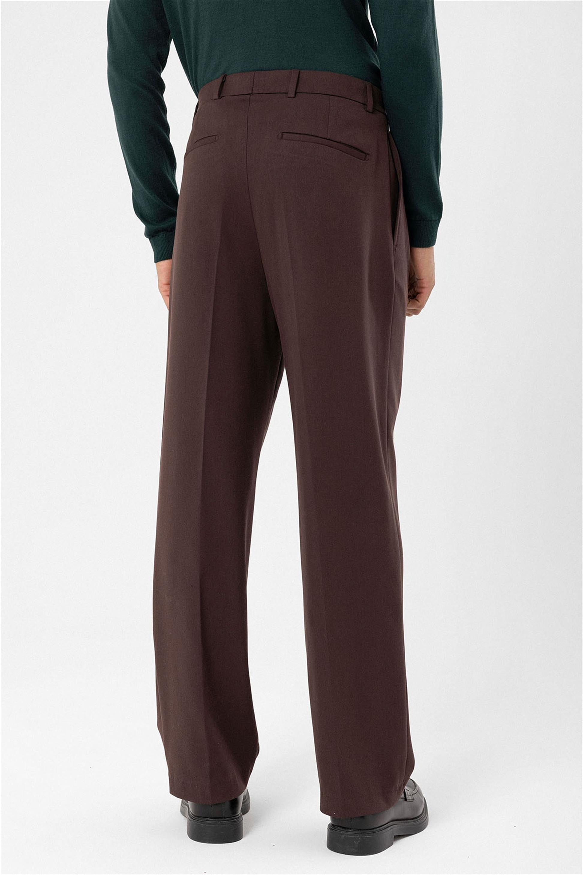 Antioch-Kahve Yüksek Bel Pileli Rahat Kalıp Erkek Pantolon-Pantolon-6-Milagron.com