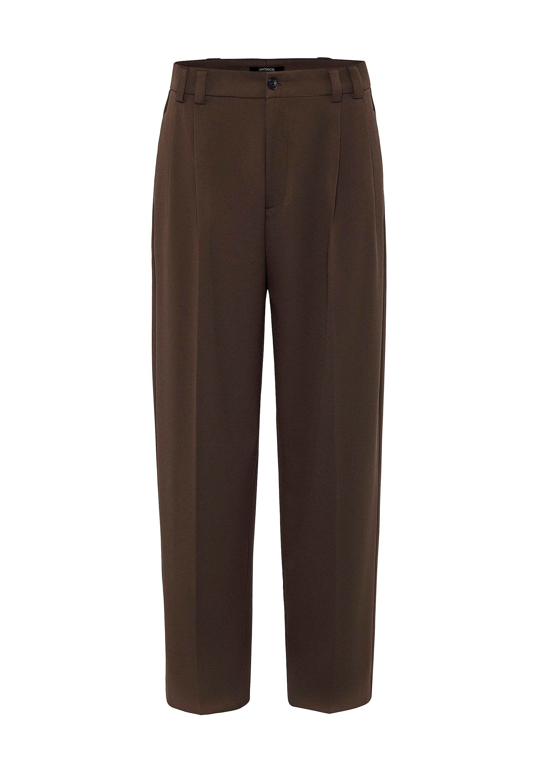 Antioch-Kahve Yüksel Bel Relax Fit Pileli Erkek Pantolon-Kumaş Pantolon-5-Milagron.com