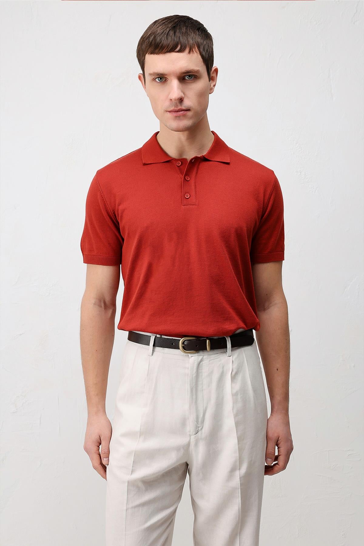 Antioch Kırmızı Comfort Slim Polo Yaka Erkek Triko T-Shirt