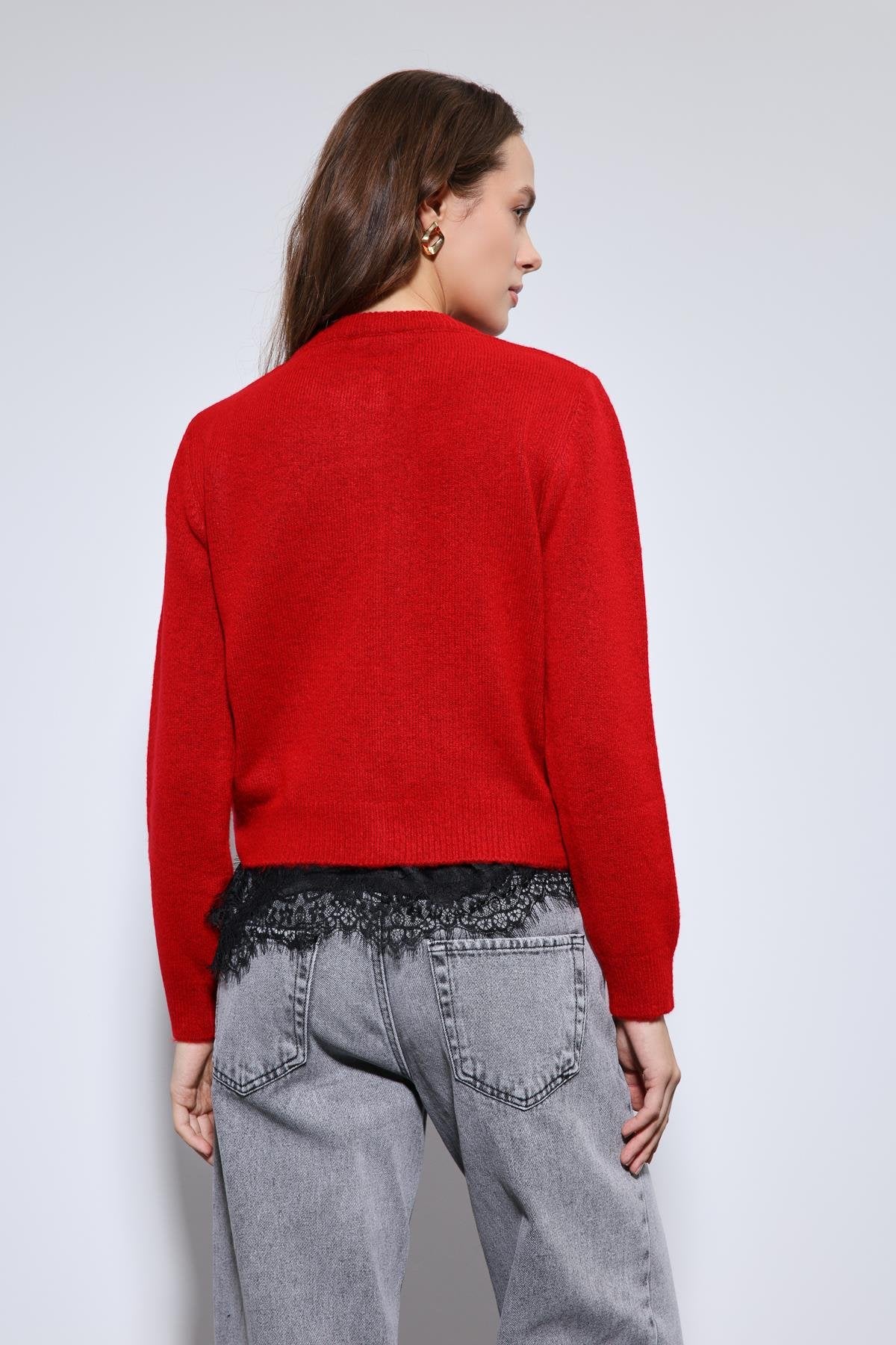 Antioch-Kırmızı Yumuşak Dokulu Hırka-Hırka-8-Milagron.com