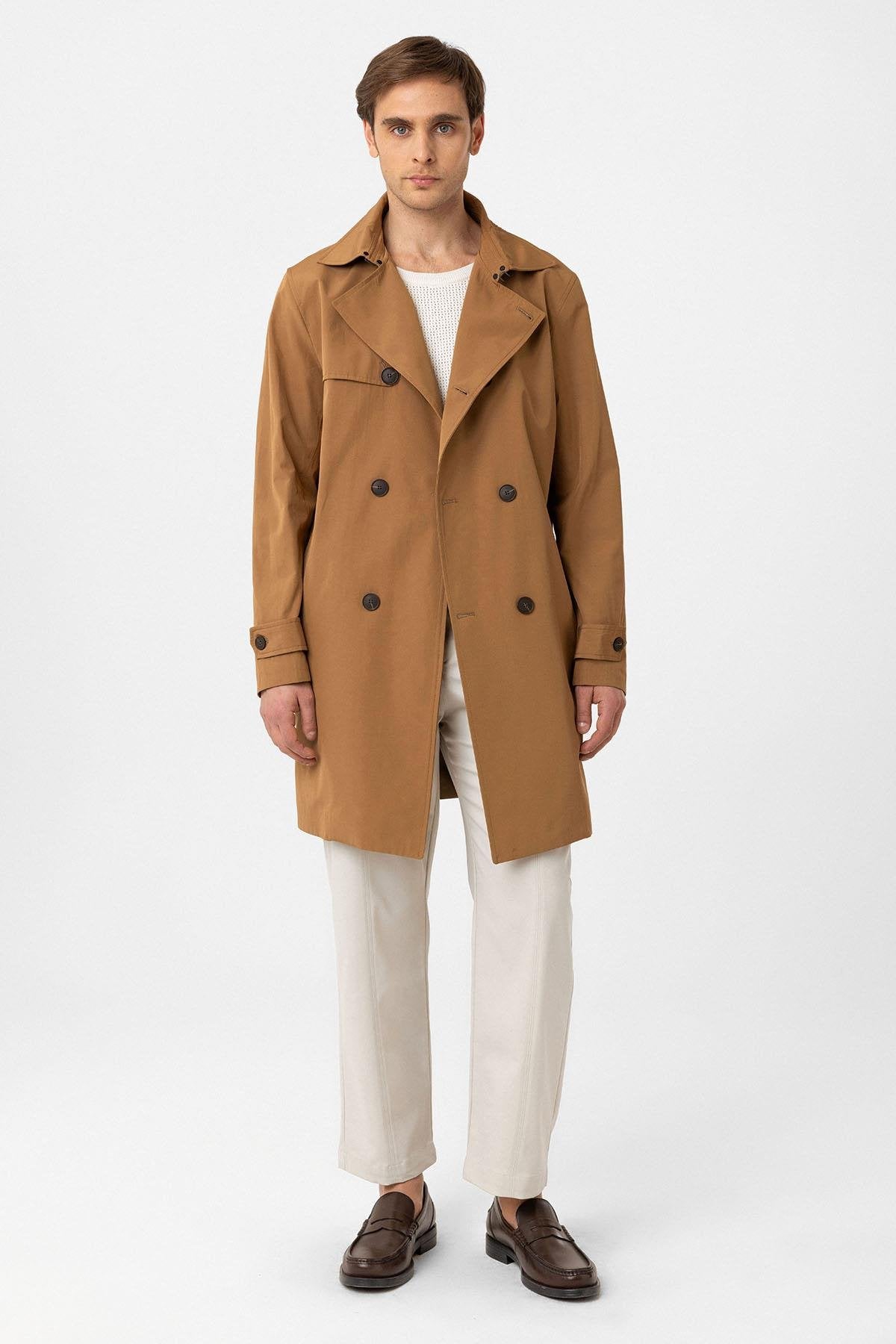 Antioch-Koyu Camel Kuşaklı Kruvaze Trençkot-Trençkot-4-Milagron.com