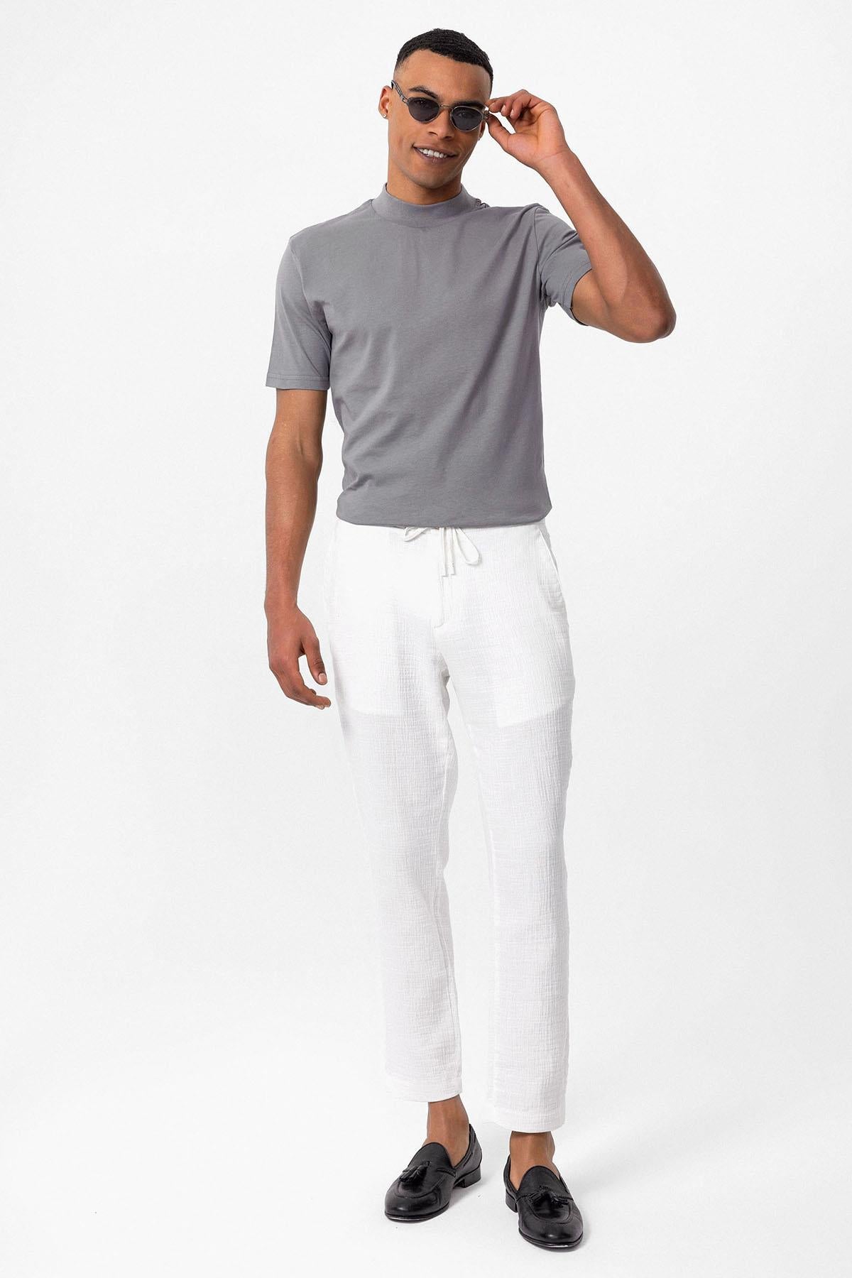 Antioch-Koyu Gri Slim Fit Basic T Shirt-T-Shirts-2-Milagron.com