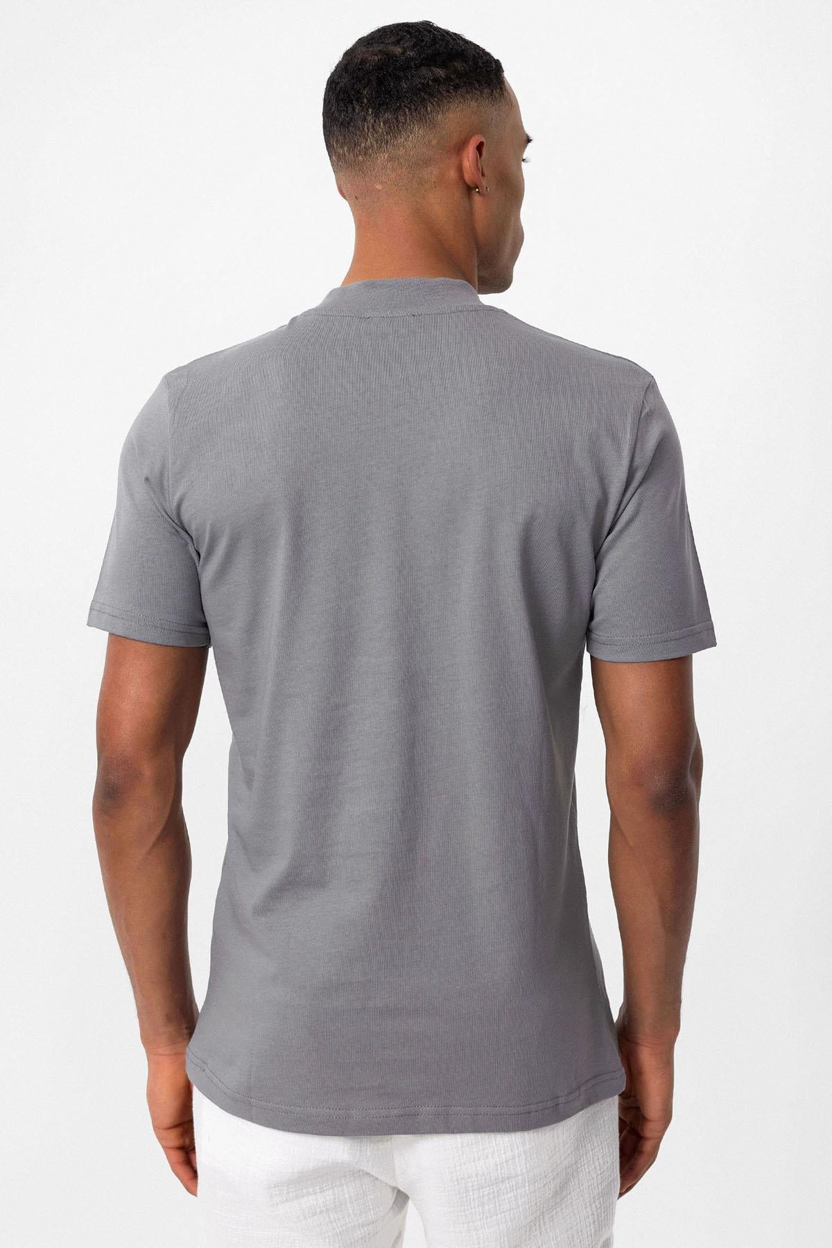 Antioch-Koyu Gri Slim Fit Basic T Shirt-T-Shirts-5-Milagron.com