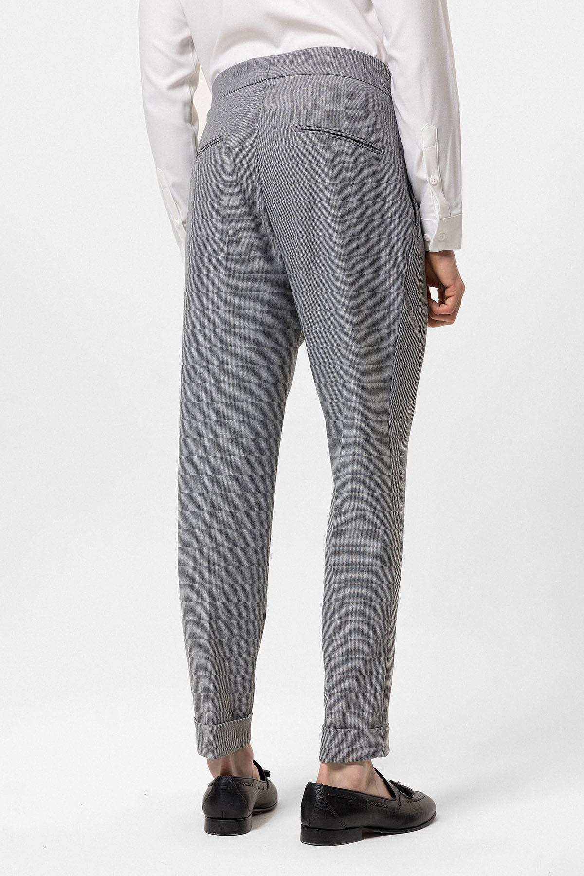 Antioch-Koyu Gri Yüksek Bel Pileli Toka Detaylı Erkek Pantolon-Pantolon-5-Milagron.com