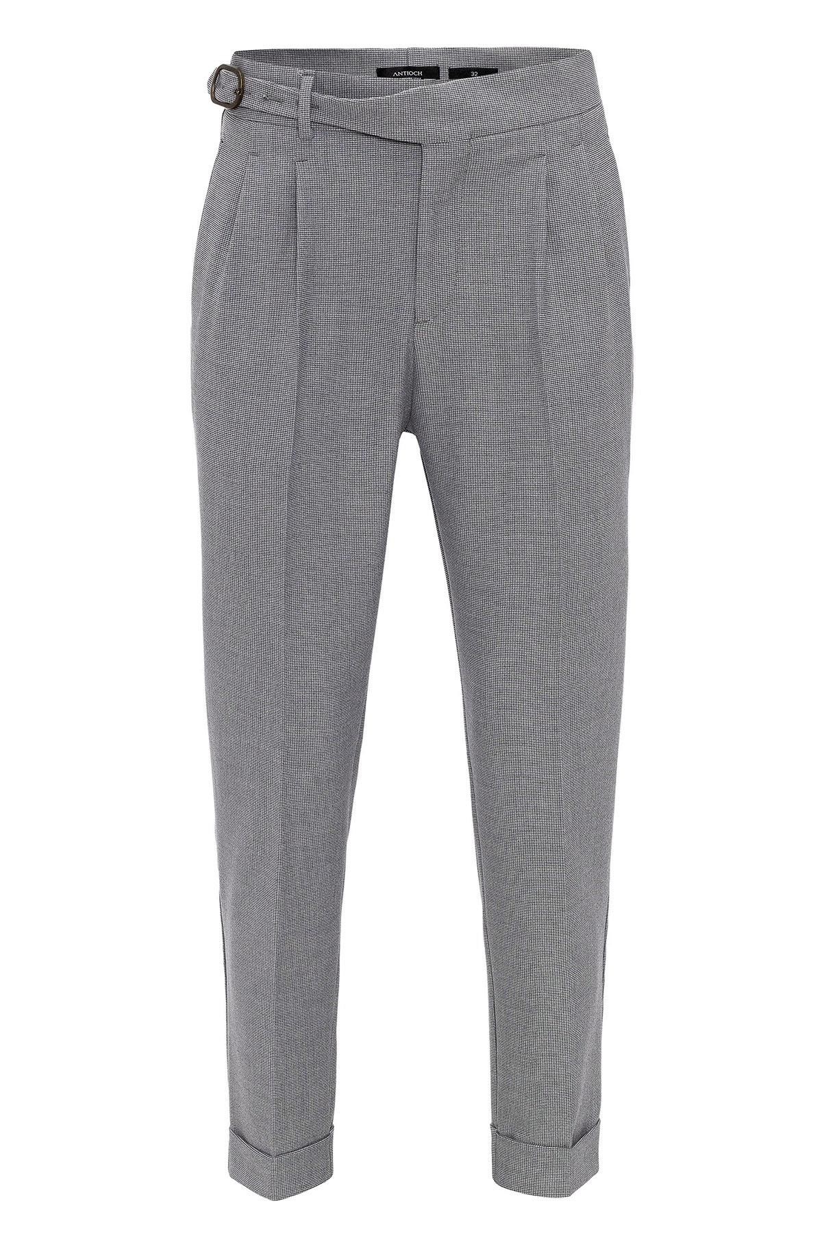 Antioch-Koyu Gri Yüksek Bel Pileli Toka Detaylı Erkek Pantolon-Pantolon-6-Milagron.com