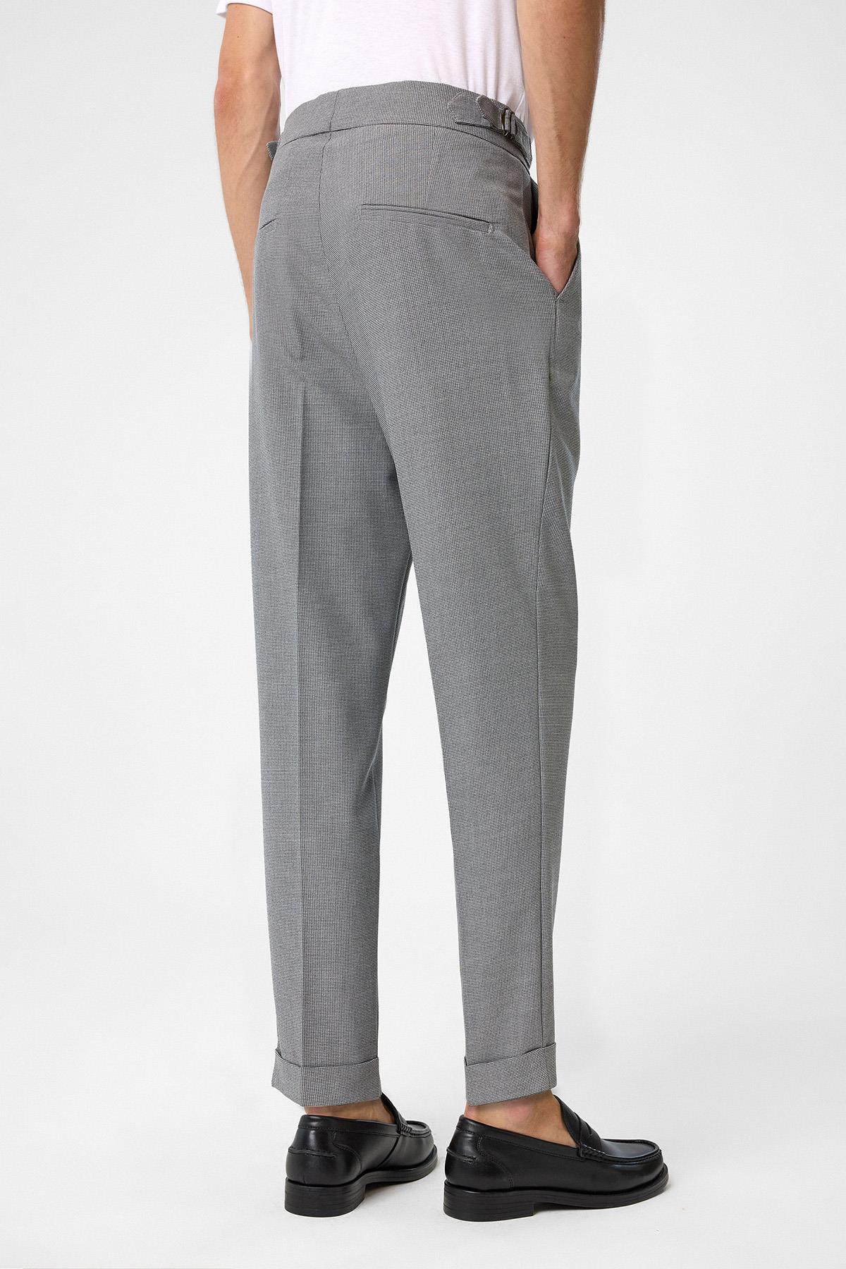 Antioch-Koyu Gri Yüksek Bel Yandan Tokalı Pileli Kumaş Pantolon-Kumaş Pantolon-4-Milagron.com