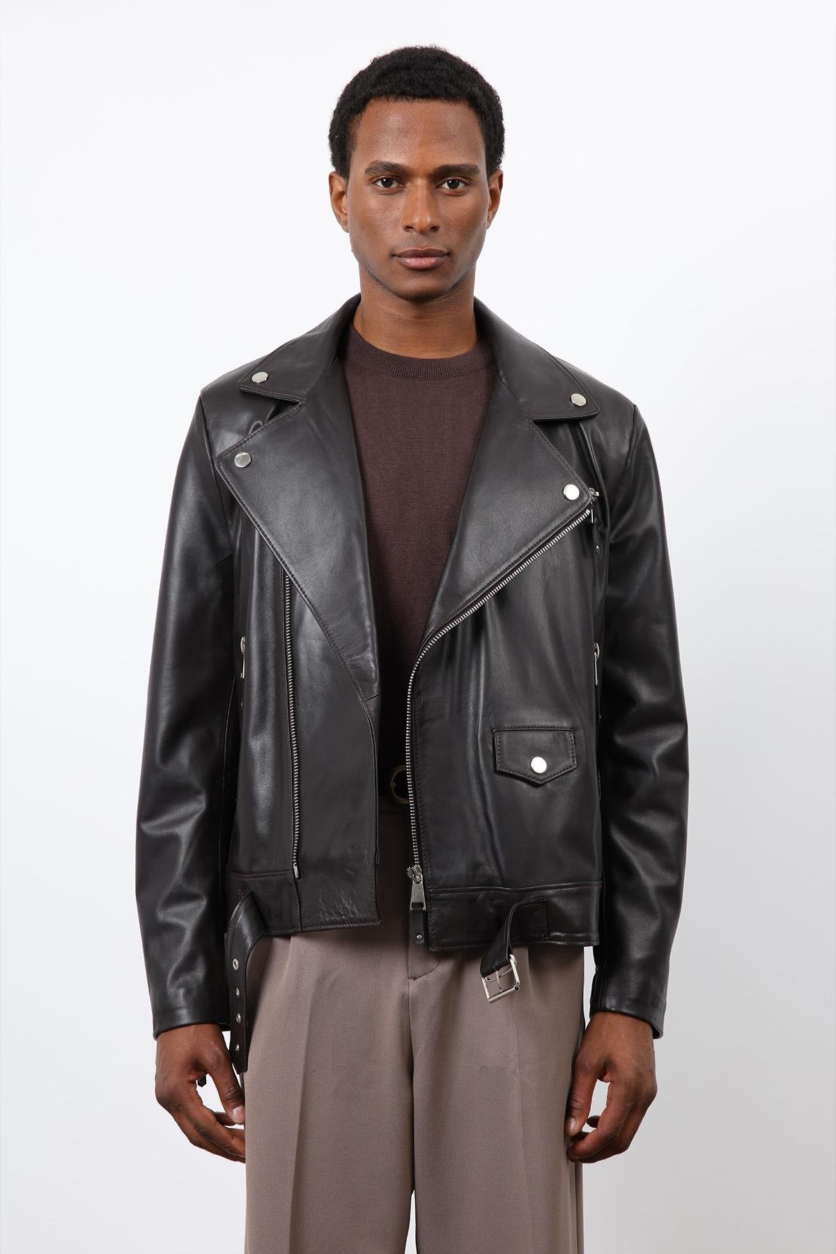 Antioch-Koyu Kahve 100% Deri Biker Ceket-Ceket-3-Milagron.com