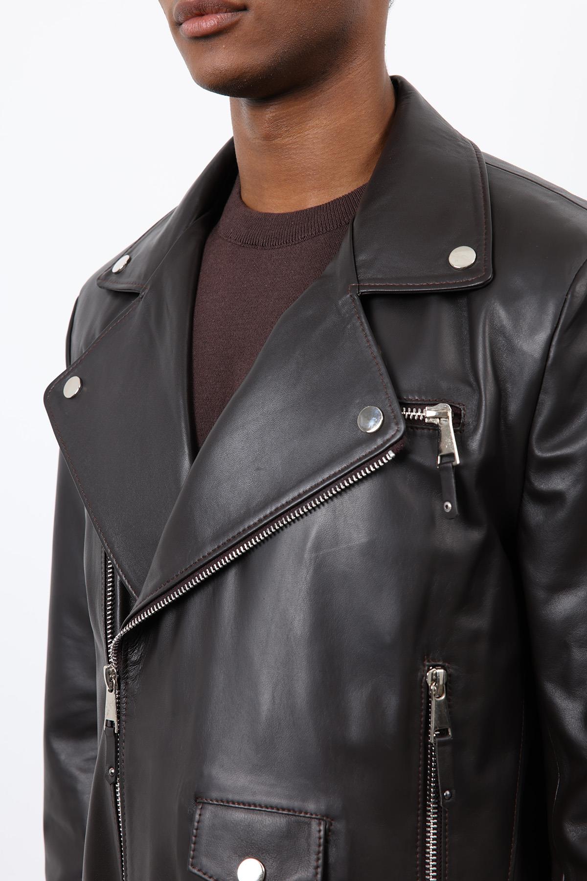 Antioch-Koyu Kahve 100% Deri Biker Ceket-Ceket-7-Milagron.com