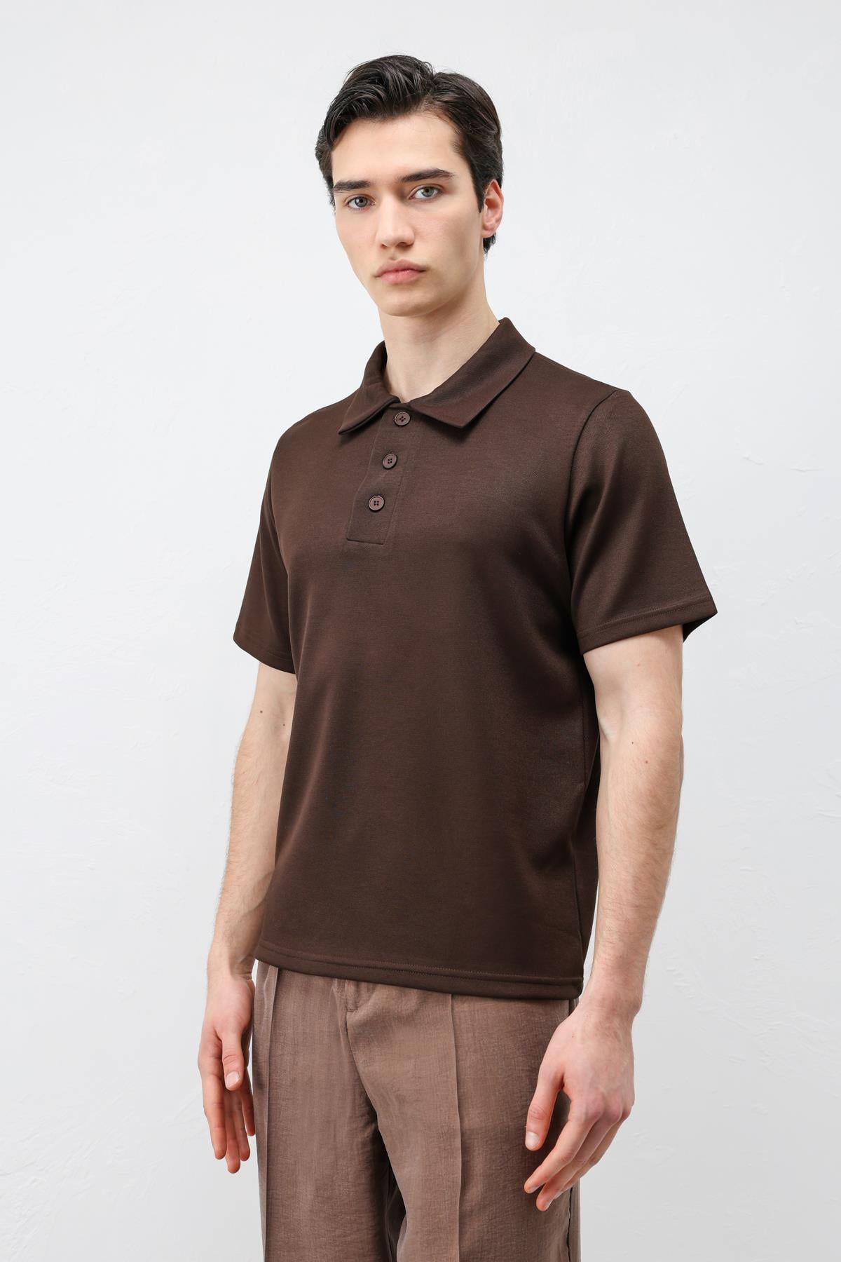 Antioch Koyu Kahve Basic Polo Yaka Erkek T-Shirt